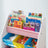 Book Storage Shelf - Wood - White - 3-Tier with Fabric Containers