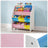 Book Storage Shelf - Wood - White - 3-Tier with Fabric Containers