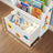 Toy Organiser - Wood - White - Mobile with Removable Storage Box and 3 Shelves