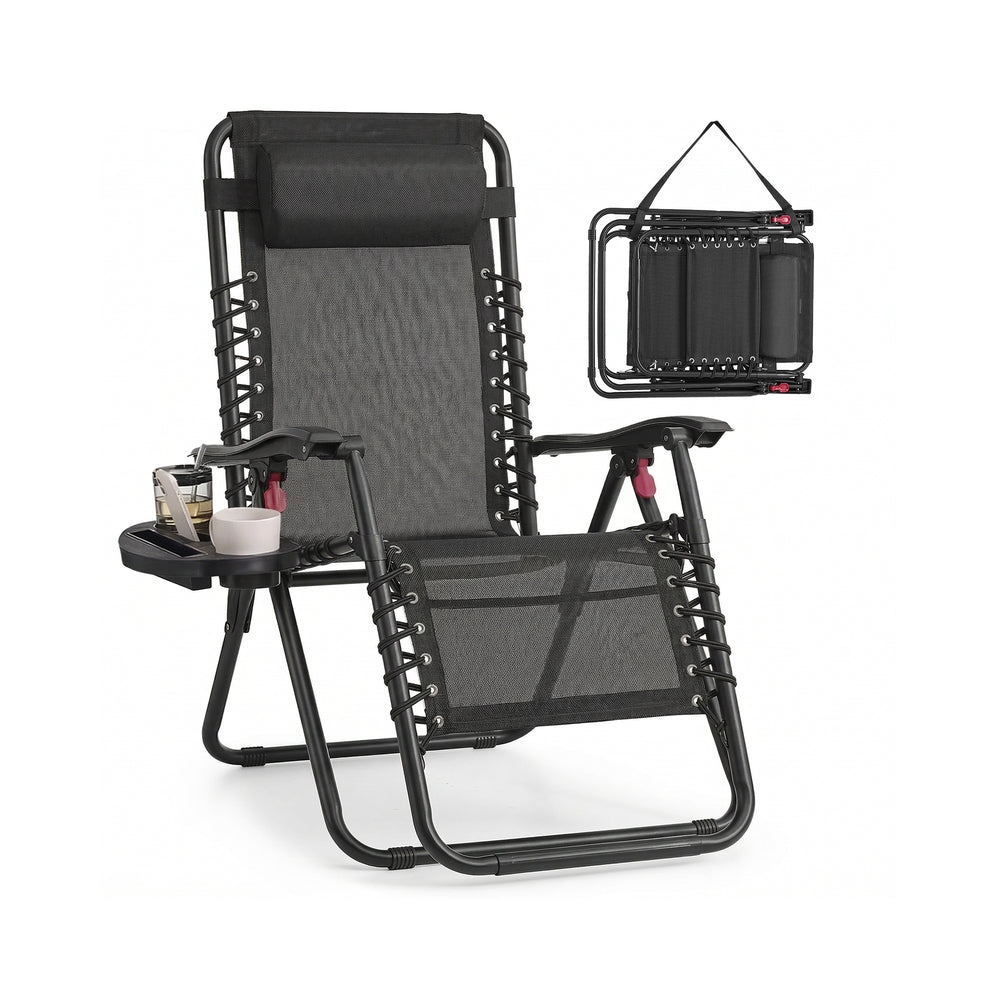 Folding Zero Gravity Reclining Chairs - 15.2L - Steel - Adjustable Headrest