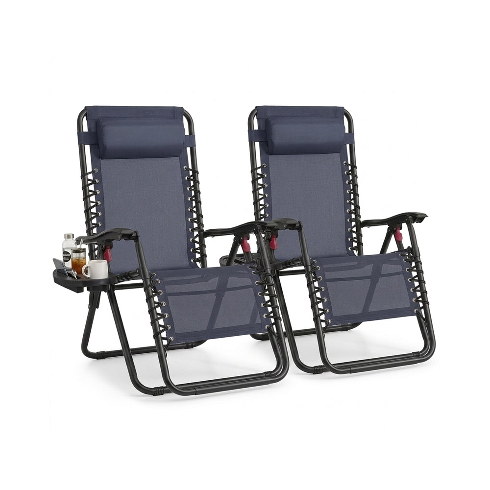 Set of 2 Zero Gravity Reclining Chairs - Steel - Folding