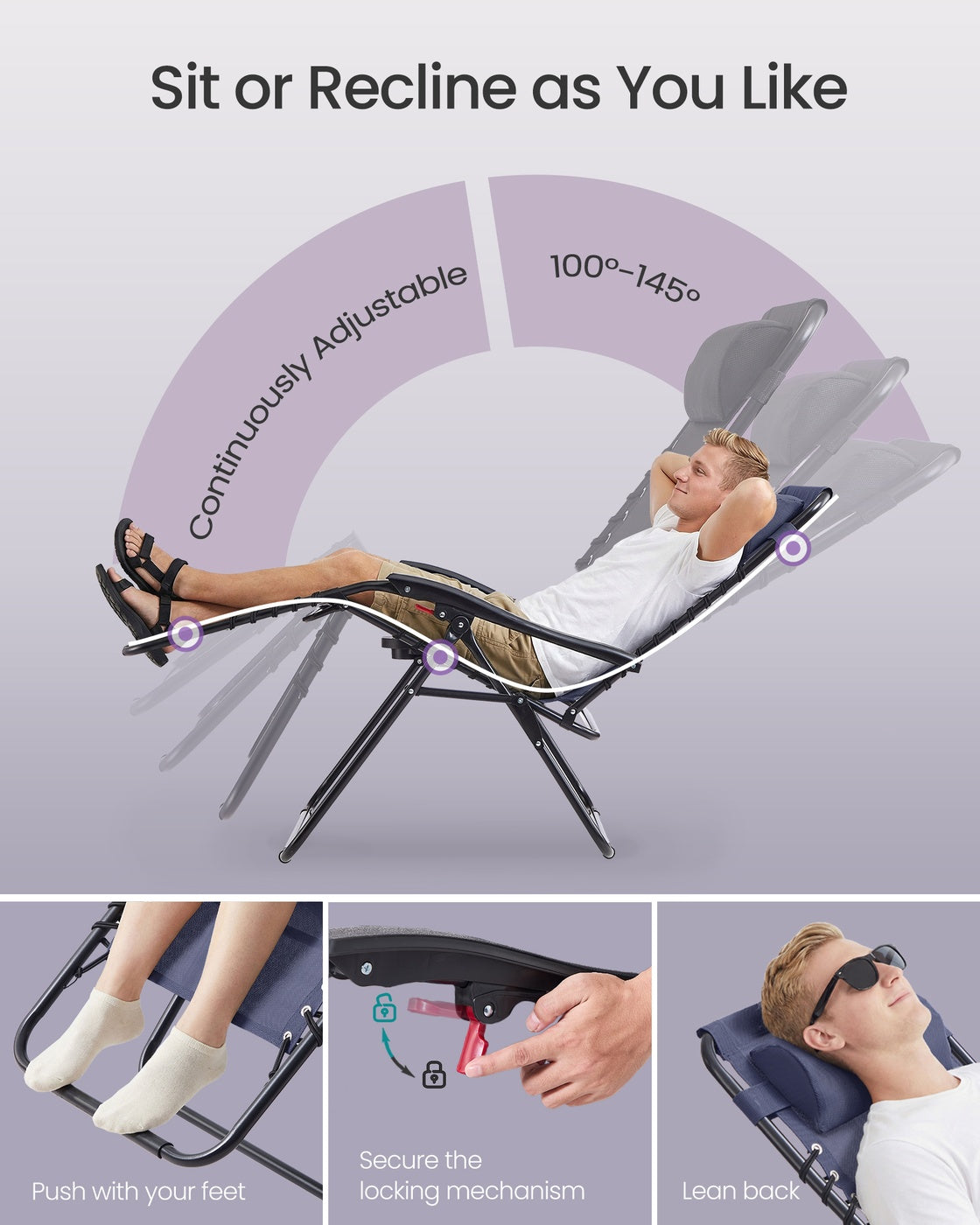 Set of 2 Zero Gravity Reclining Chairs - Steel - Folding