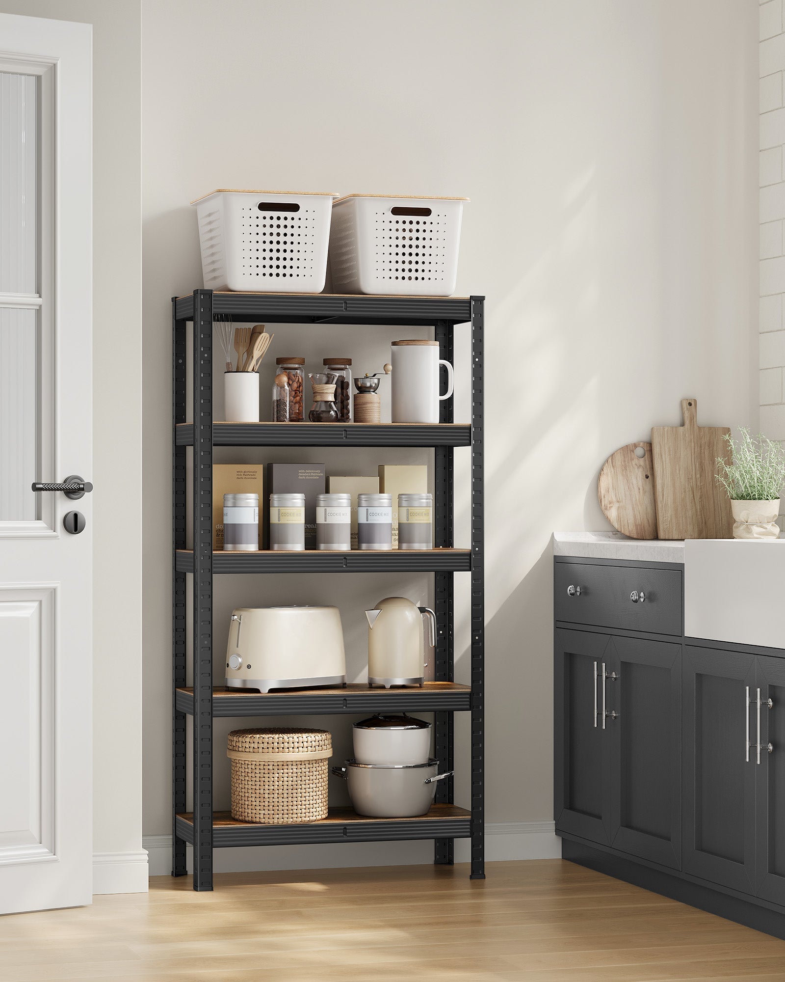 Storage Shelf - Reinforced Steel - Silver - 5-Tier Adjustable Design