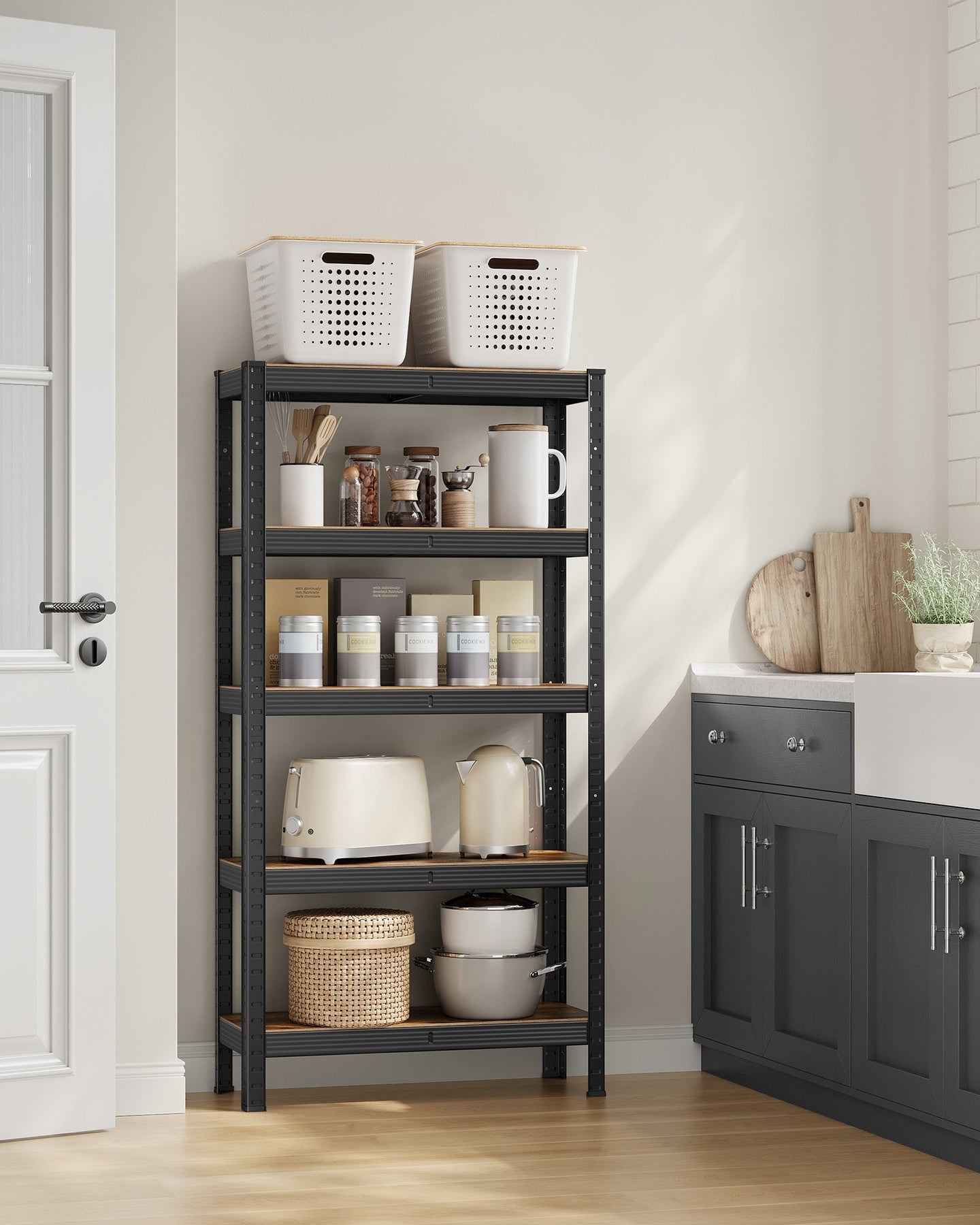 Storage Shelf - Reinforced Steel - Silver - 5-Tier Adjustable Design