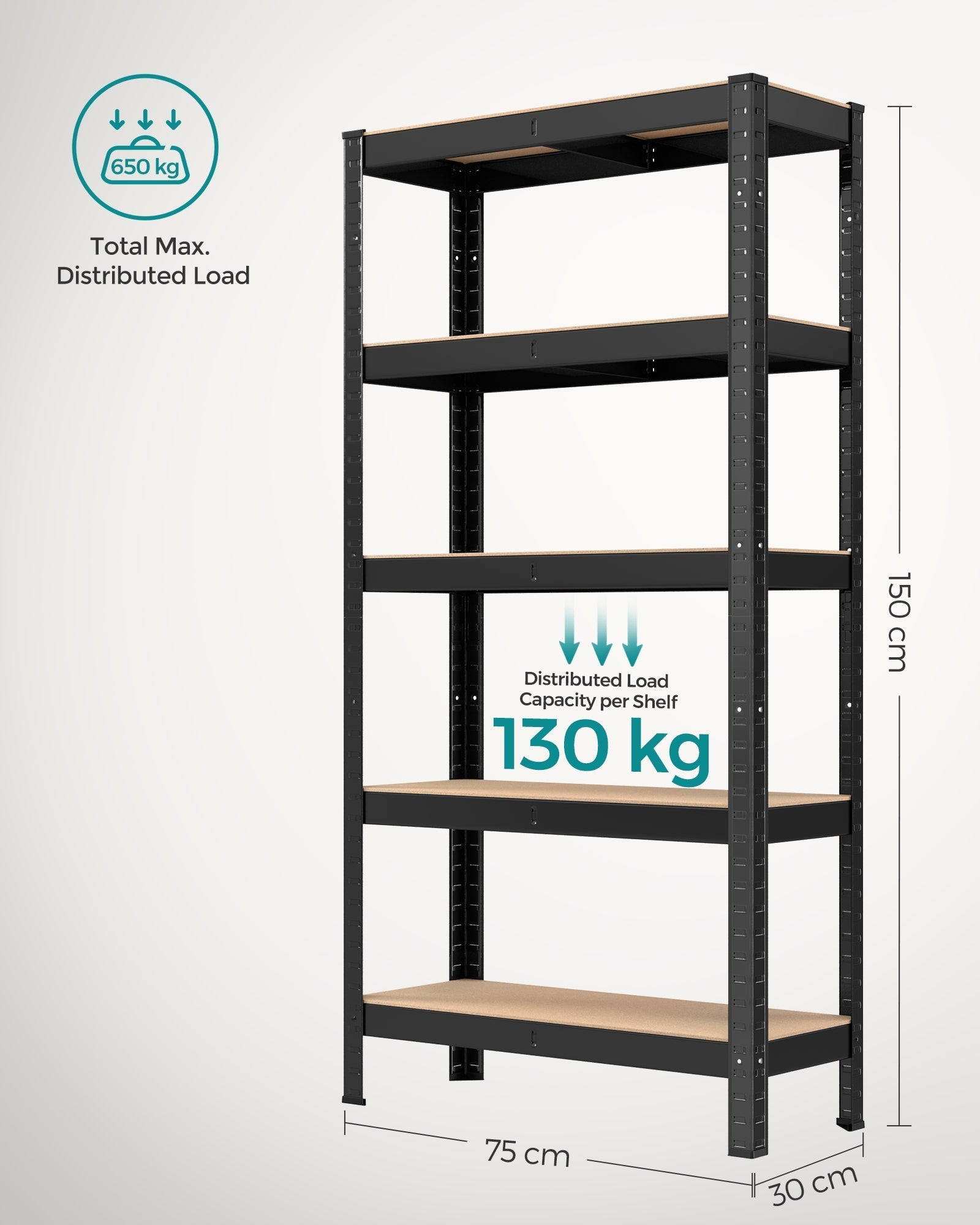 Set of 2 Shelving Units - 5-Tier Adjustable Shelves - Reinforced Steel - Silver