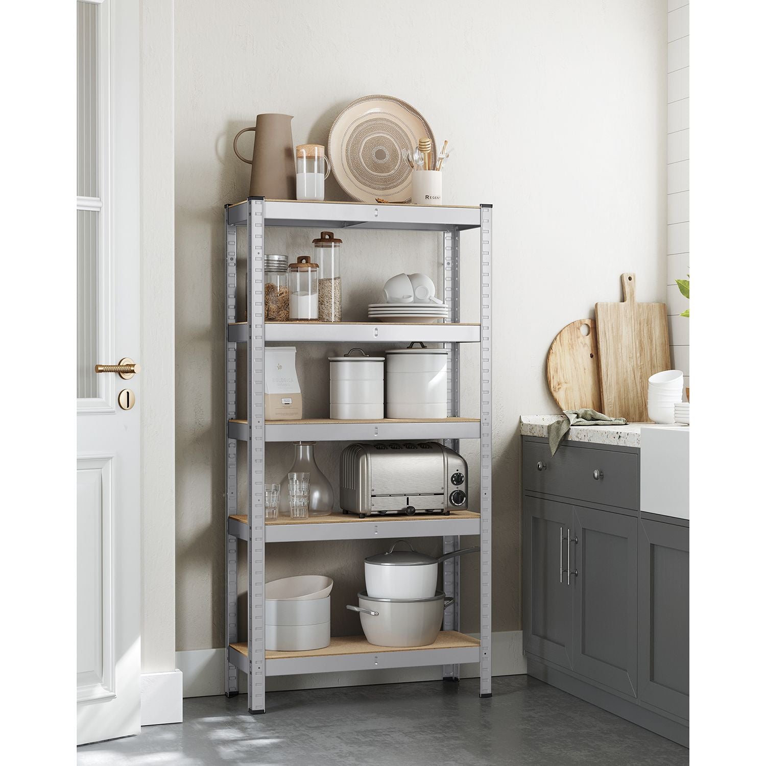 5-Tier Shelving Unit - 875 kg Capacity - Reinforced Steel - Silver