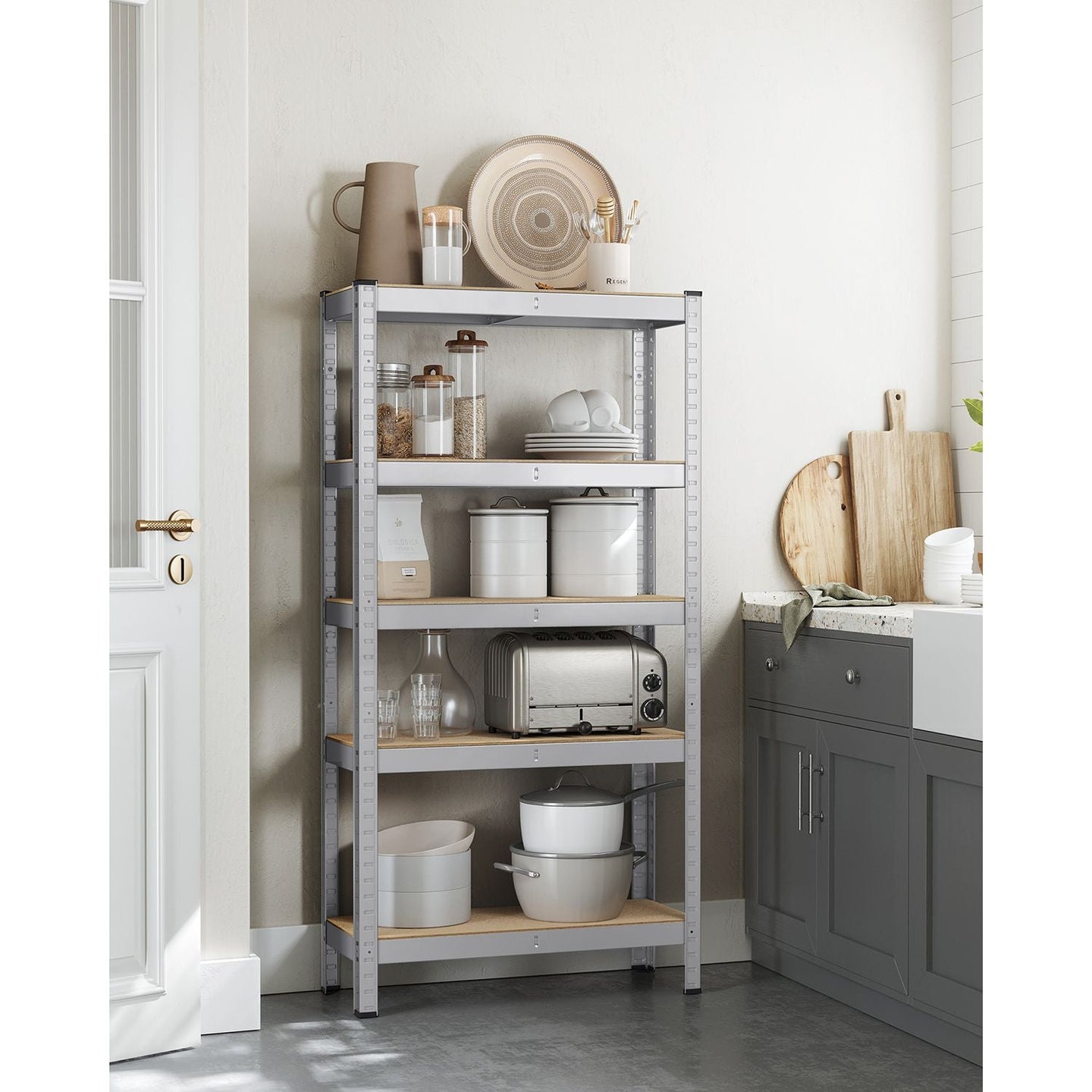 5-Tier Shelving Unit - 875 kg Capacity - Reinforced Steel - Silver