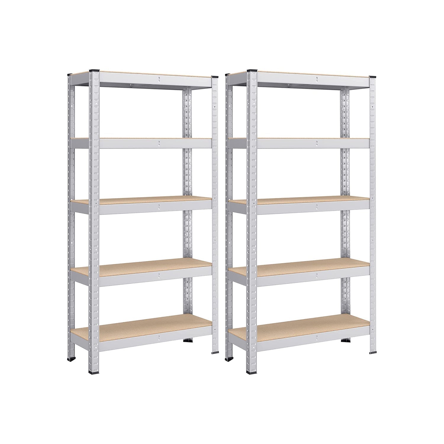 5-Tier Shelving Unit - Reinforced Steel - Silver - Adjustable Shelves
