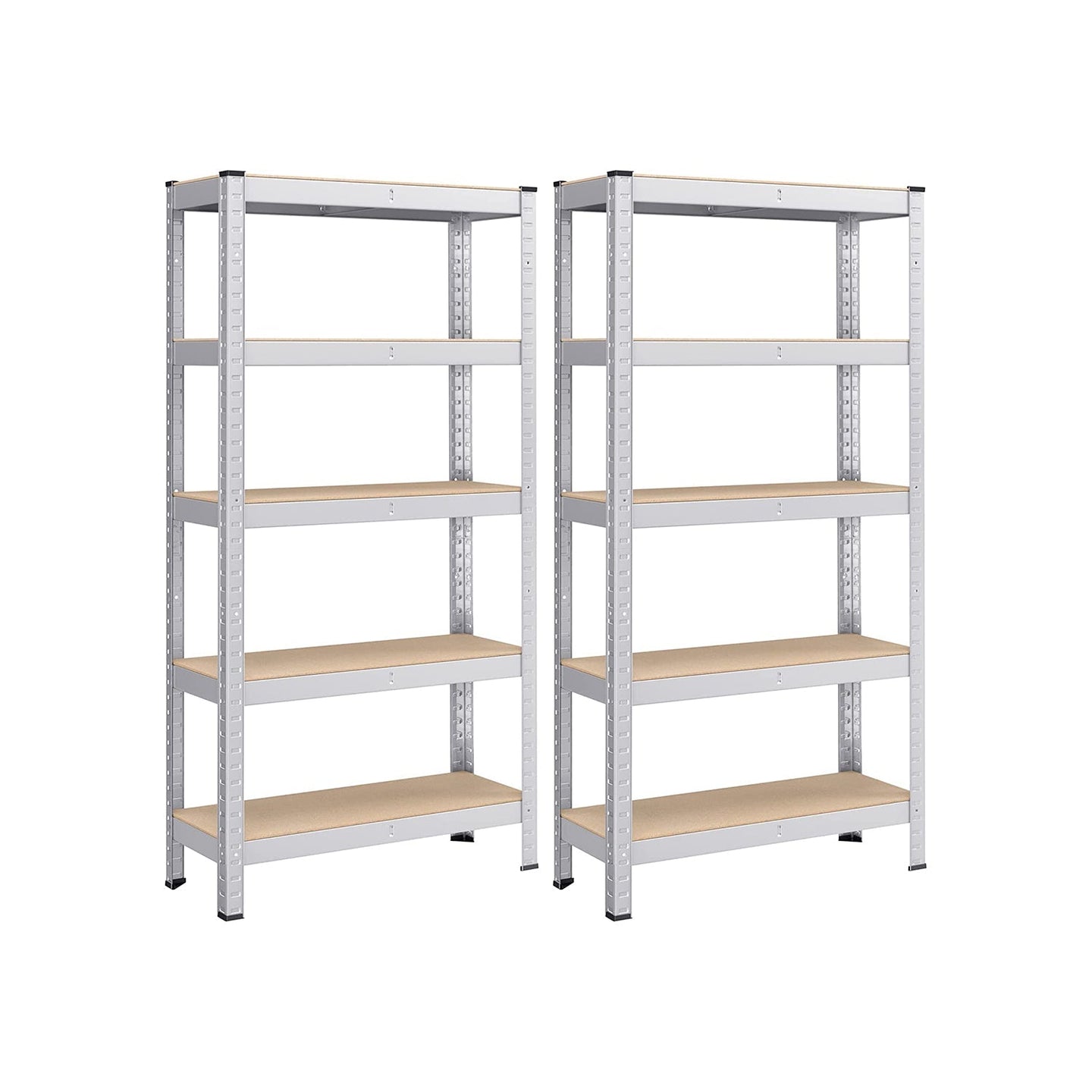 5-Tier Shelving Unit - Reinforced Steel - Silver - Adjustable Shelves