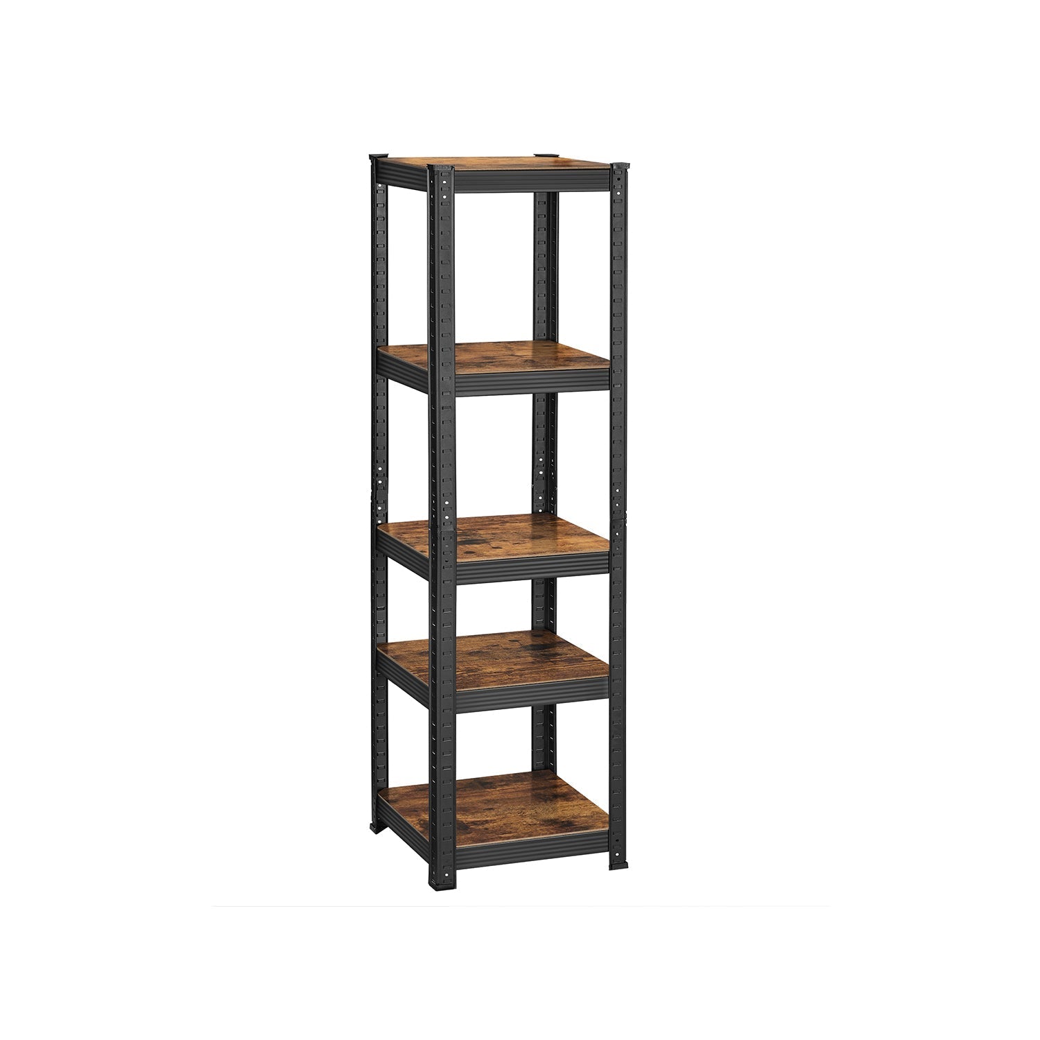 5-Tier Shelving Unit - 400 kg Load Capacity - Steel - Rustic Brown and Black