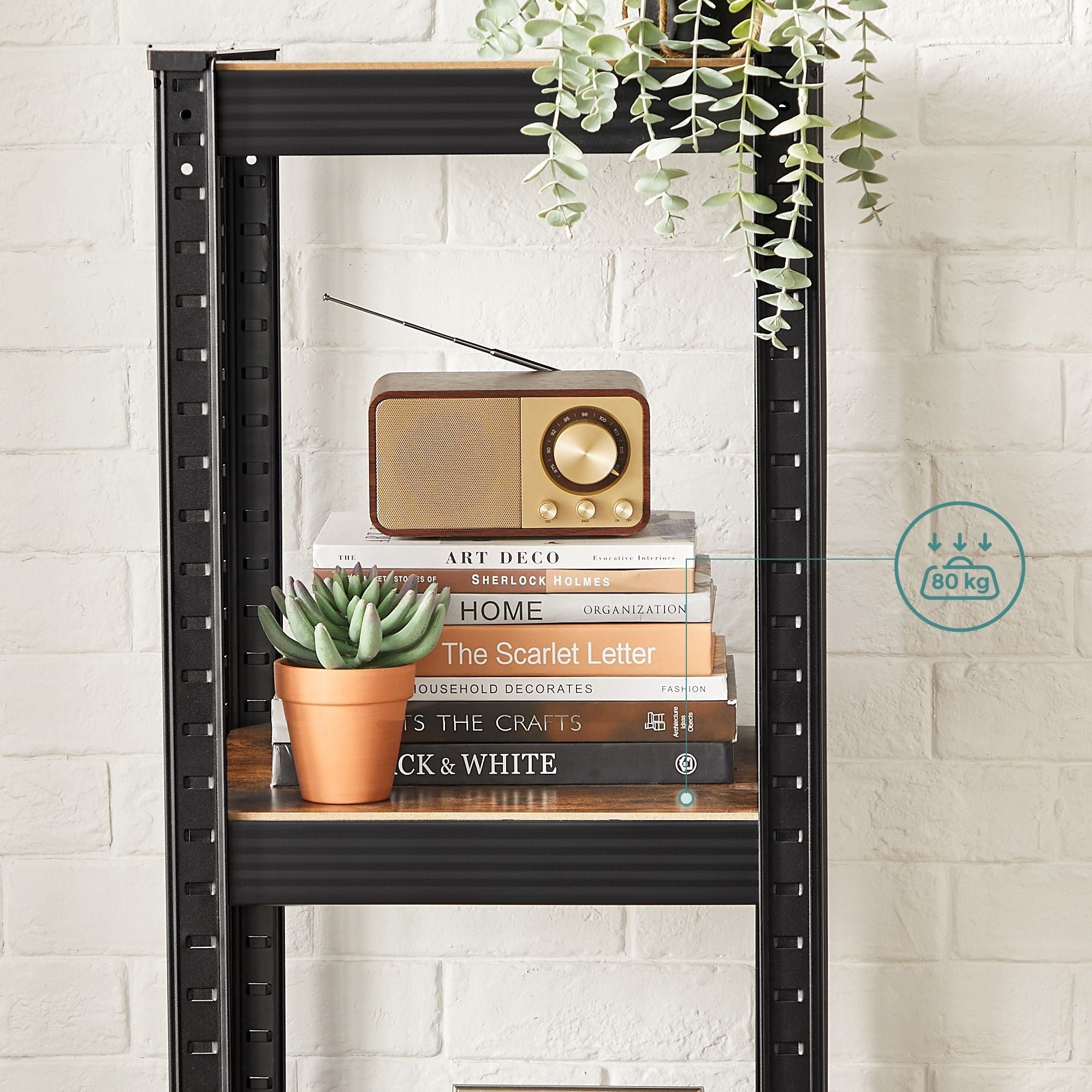 5-Tier Shelving Unit - 400 kg Load Capacity - Steel - Rustic Brown and Black