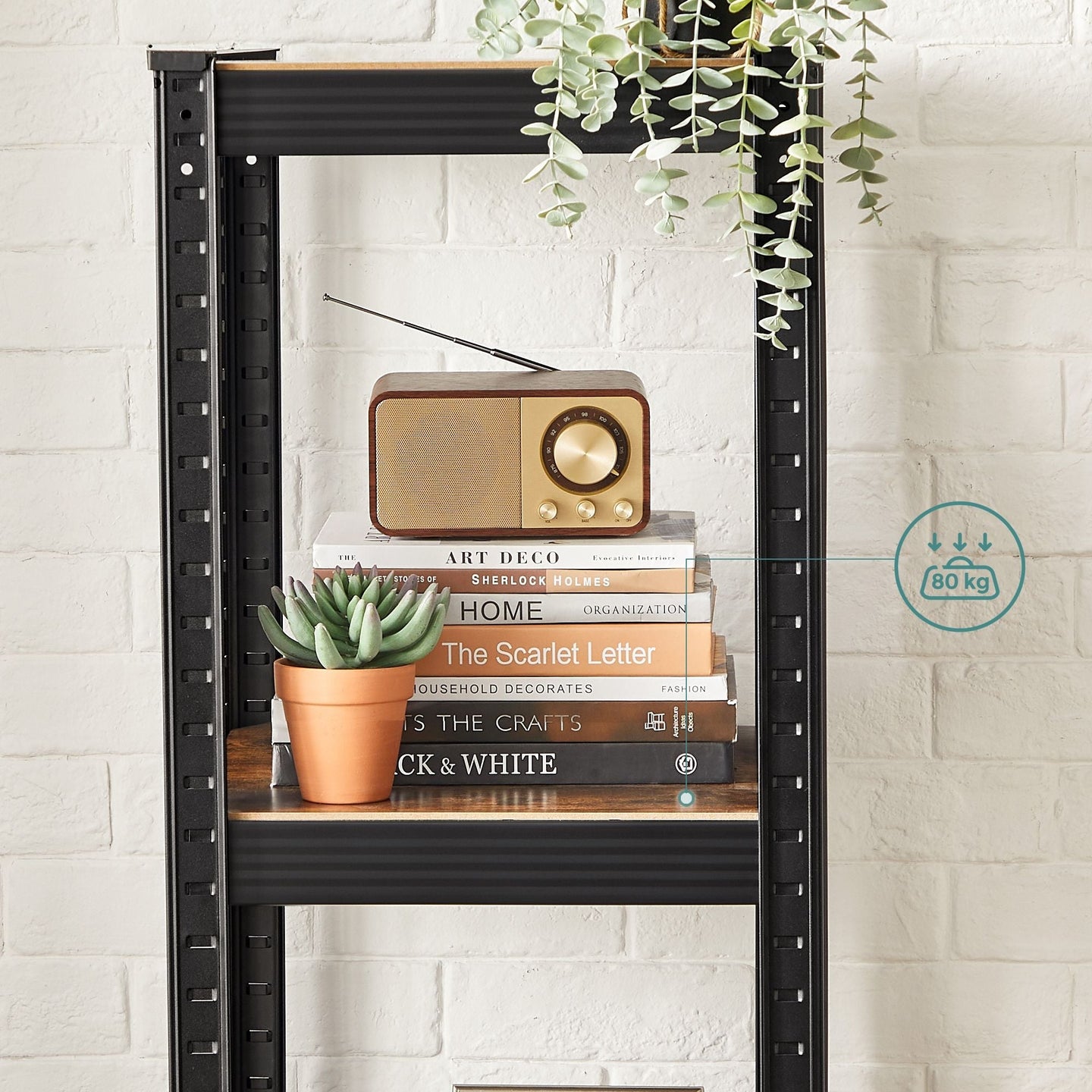 5-Tier Shelving Unit - 400 kg Load Capacity - Steel - Rustic Brown and Black