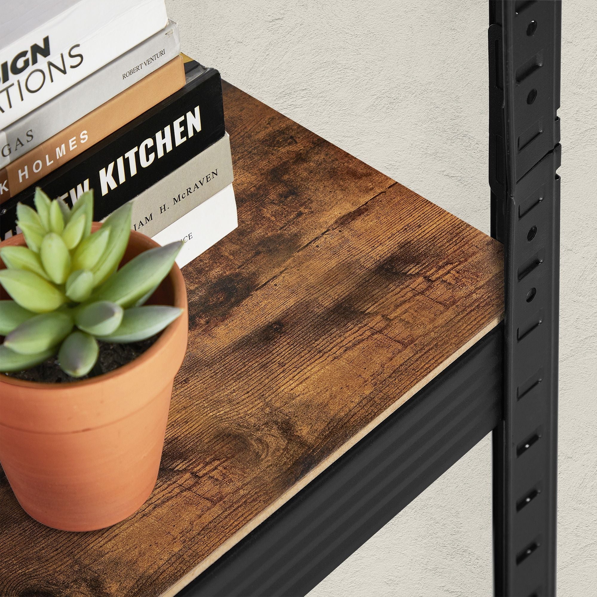 5-Tier Shelving Unit - 400 kg Load Capacity - Steel - Rustic Brown and Black