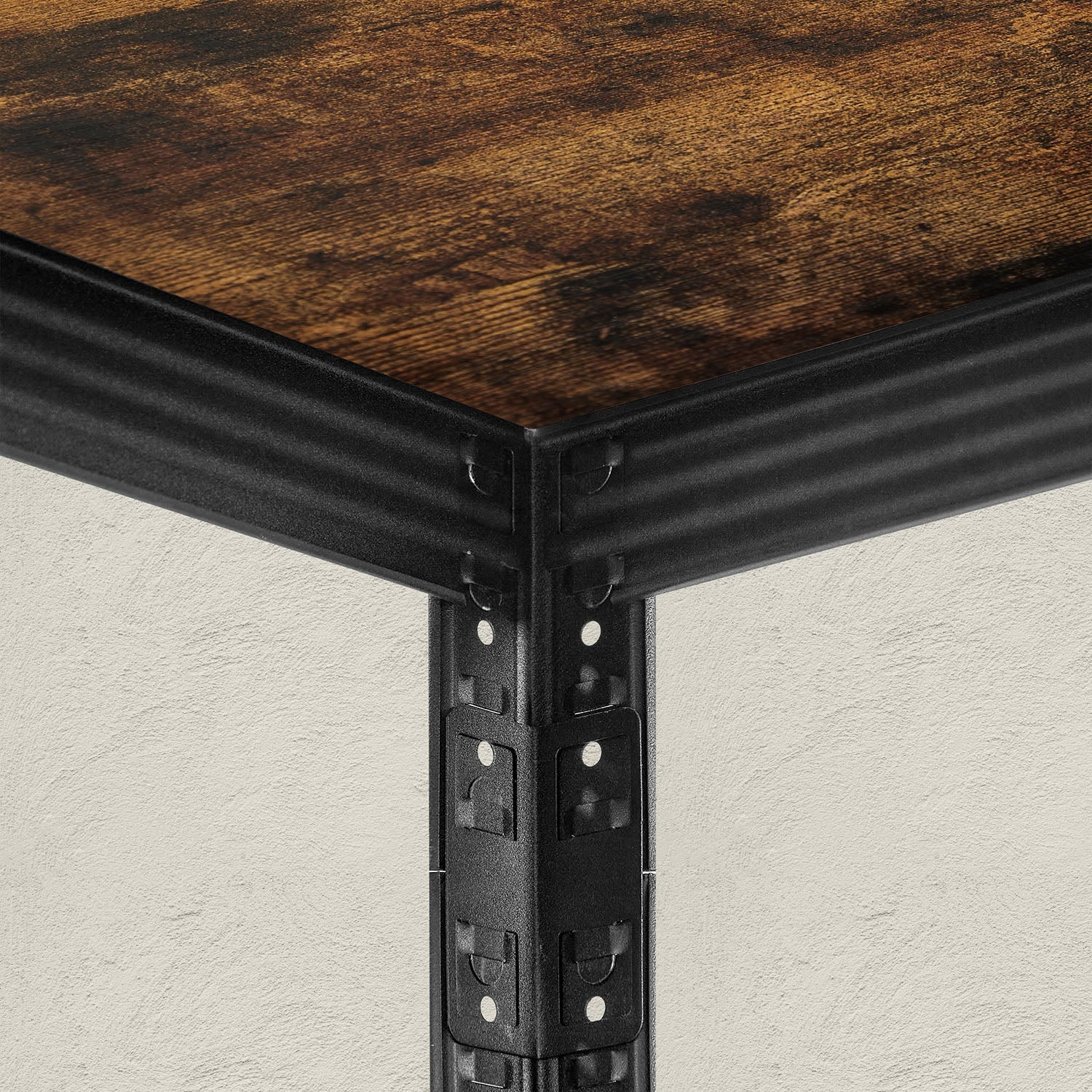 Set of 2 Industrial Shelving Units - Particle Board - Rustic Brown and Black - Adjustable Storage with 400 kg Load Capacity