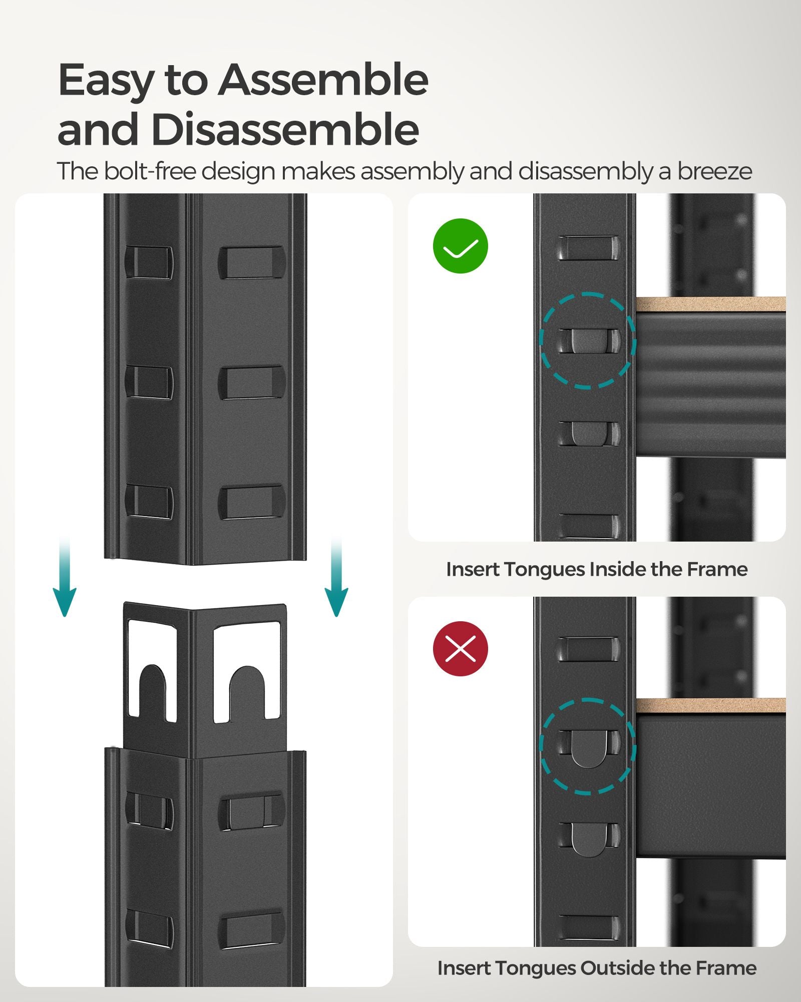 Shelving Unit - Metal - Greige and Black - Adjustable Storage with 400 kg Load Capacity