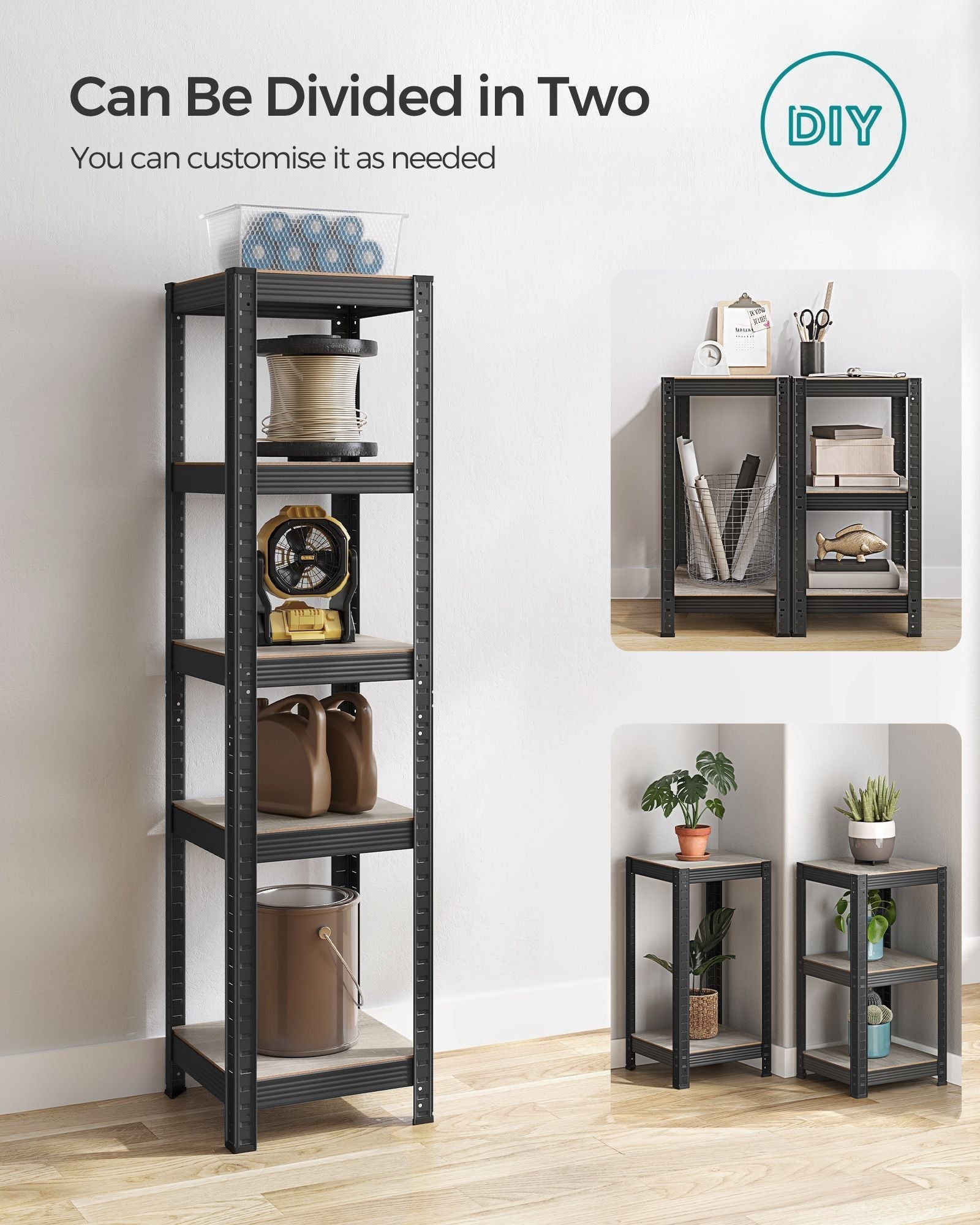 Shelving Unit - Metal - Greige and Black - Adjustable Storage with 400 kg Load Capacity