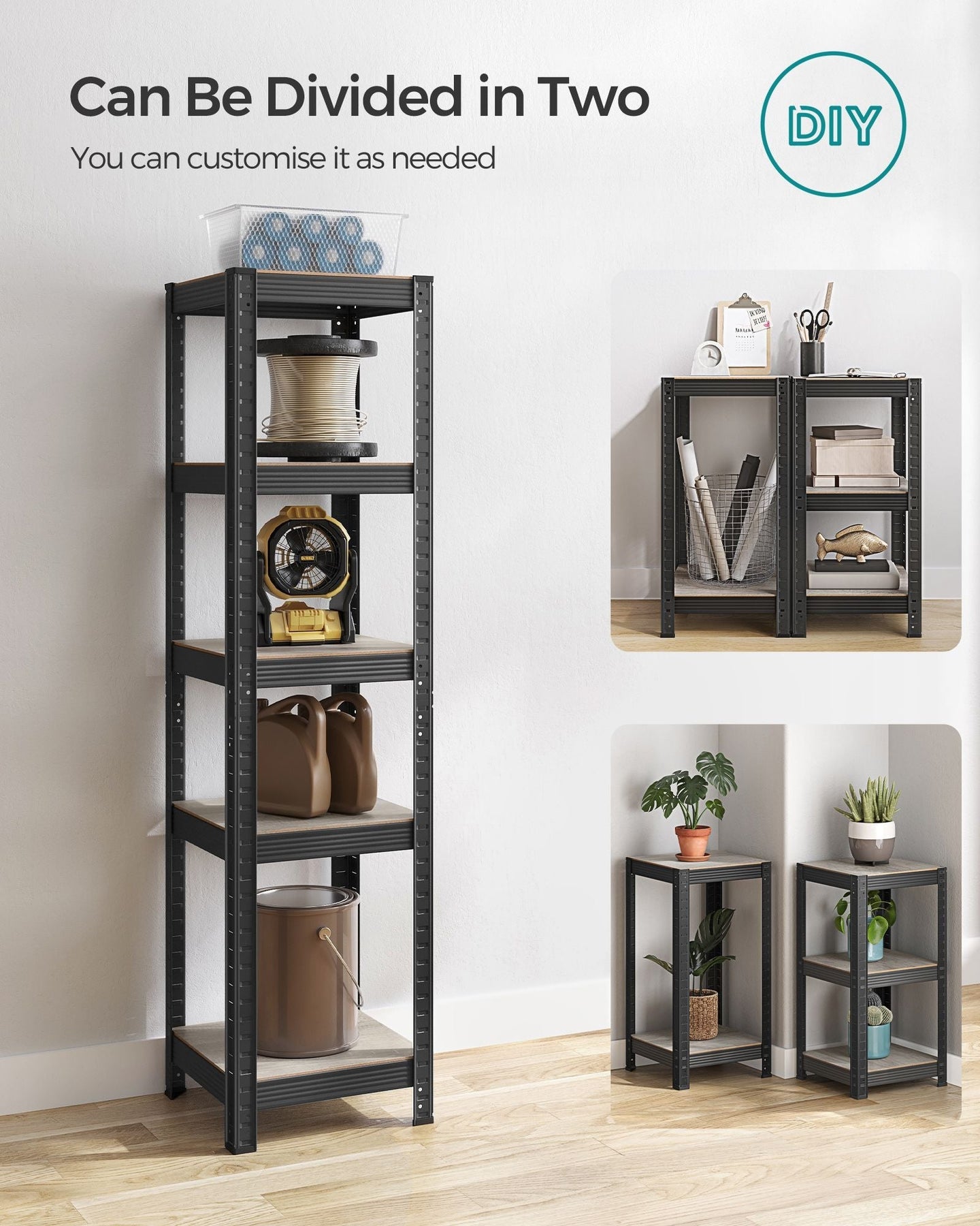 Shelving Unit - Metal - Greige and Black - Adjustable Storage with 400 kg Load Capacity