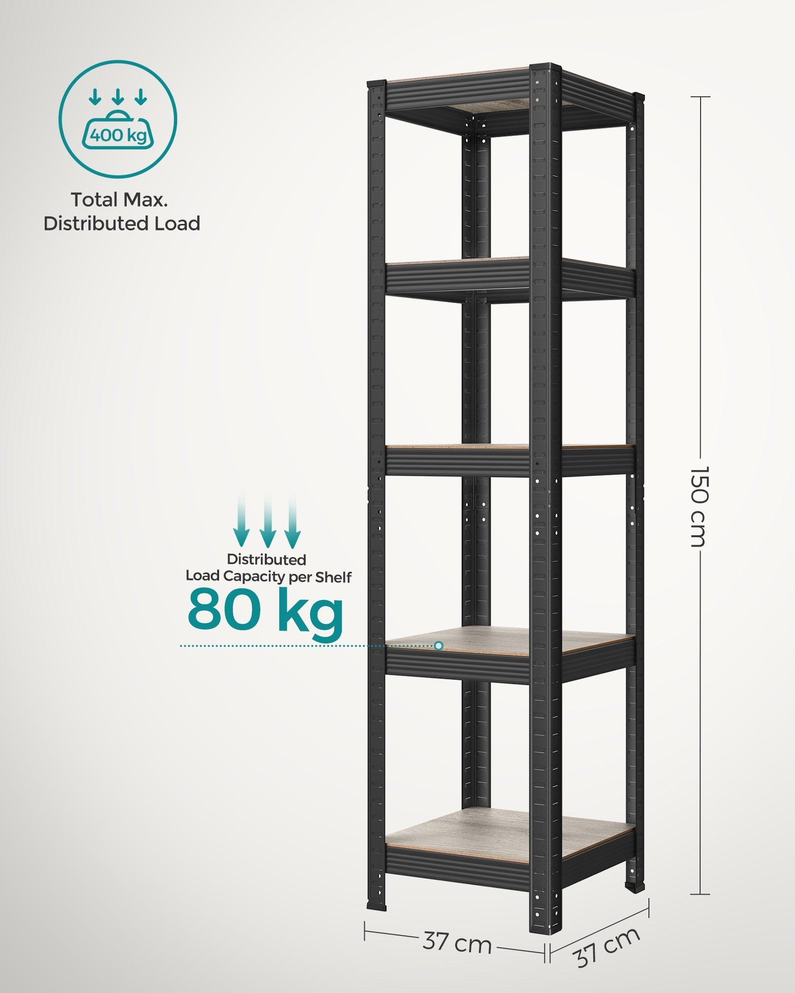 Shelving Unit - Metal - Greige and Black - Adjustable Storage with 400 kg Load Capacity