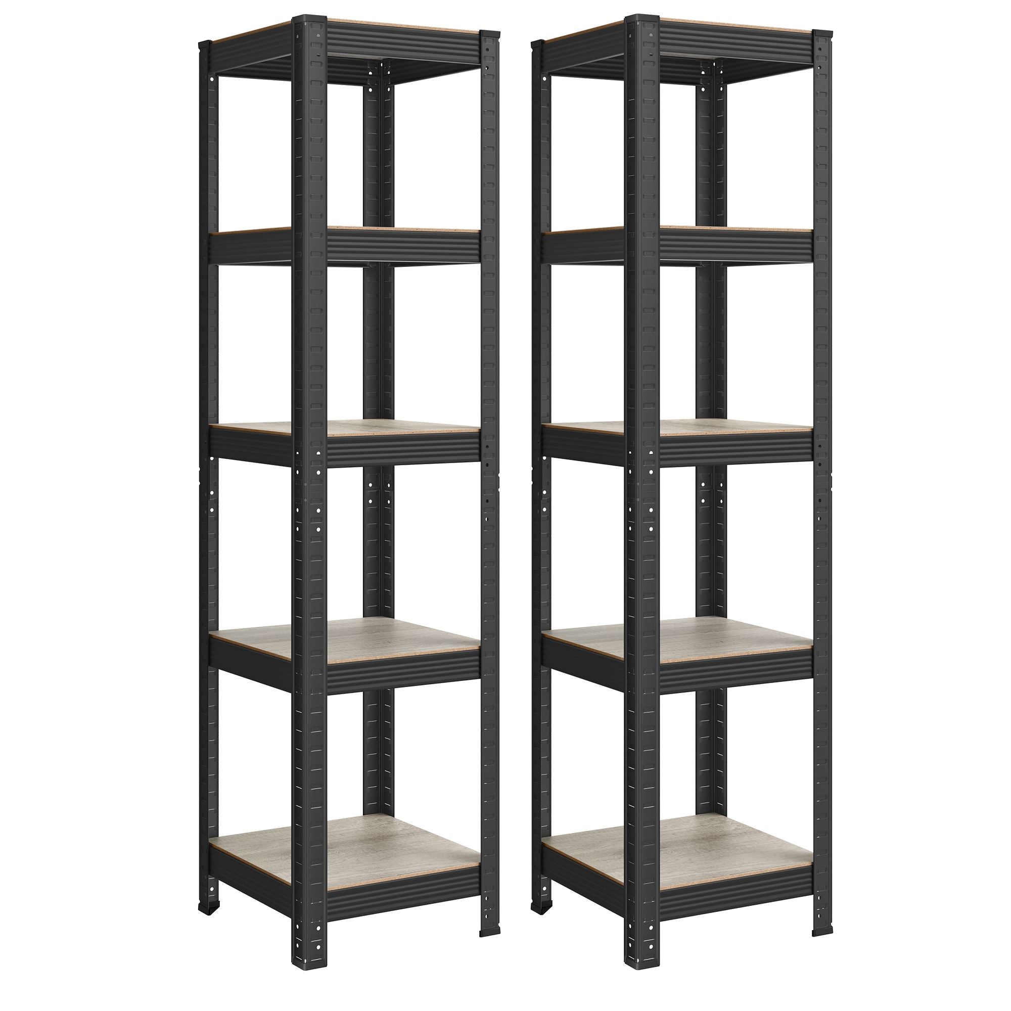 Set of 2 Shelving Units - Metal - Greige and Black - Adjustable Storage with High Load Capacity