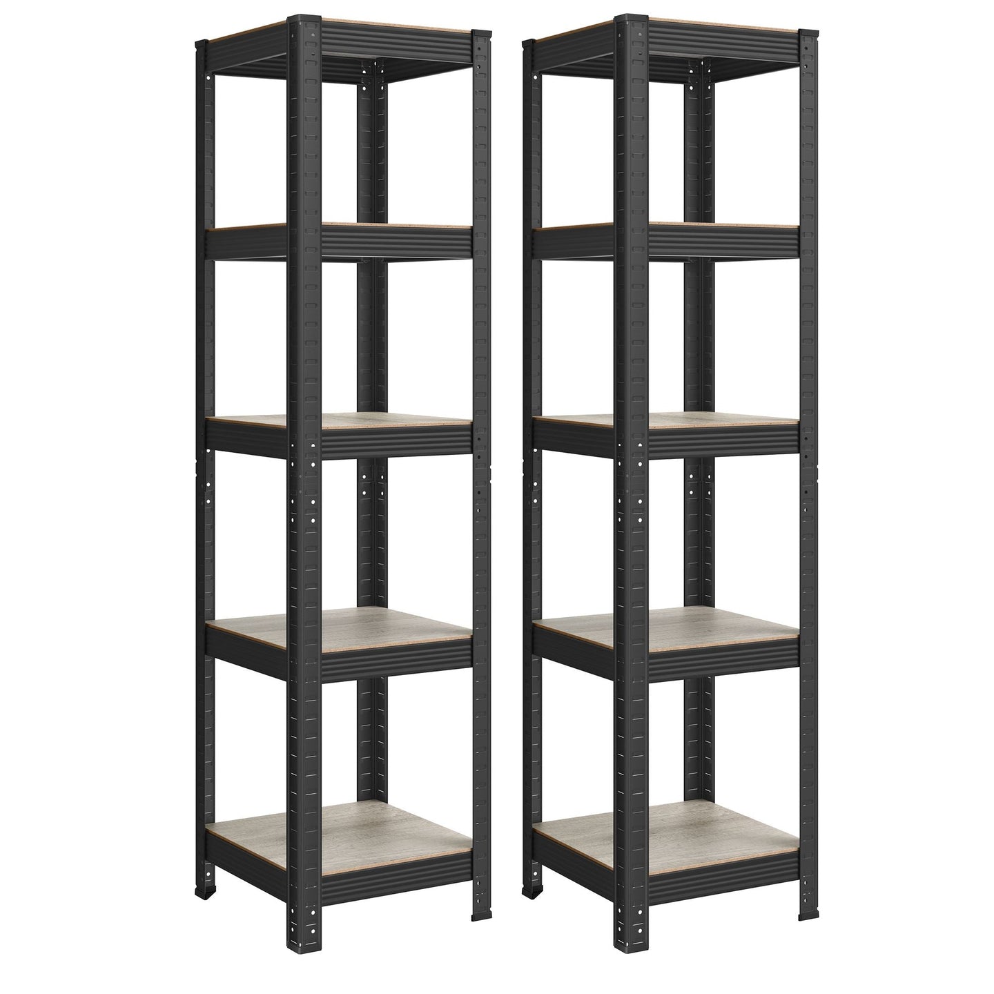 Set of 2 Shelving Units - Metal - Greige and Black - Adjustable Storage with High Load Capacity