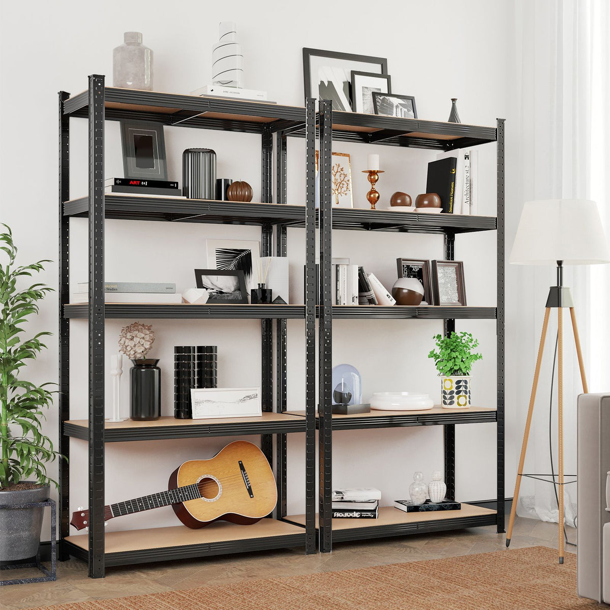 5-Tier Steel Shelving Unit - Steel - Silver - Adjustable Shelves