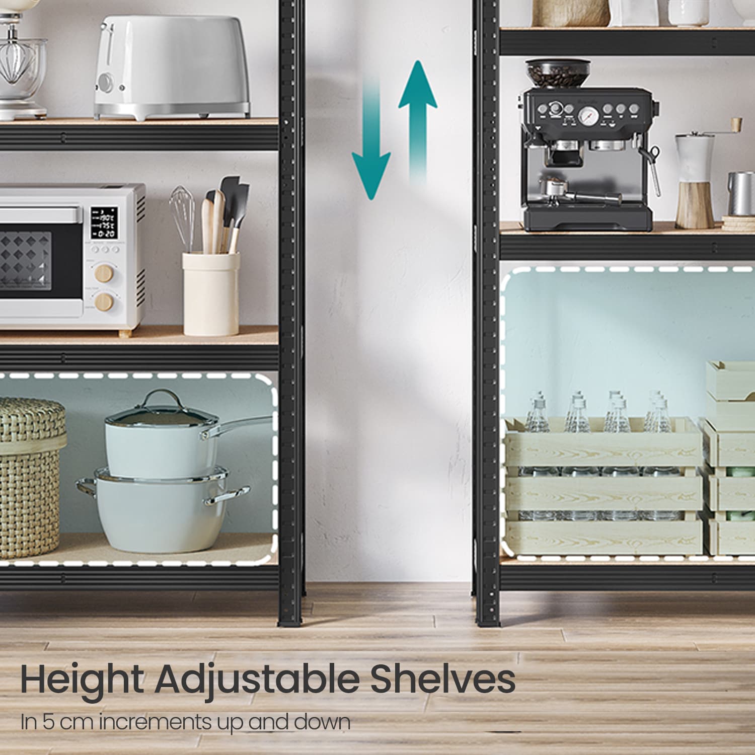 5-Tier Garage Storage Shelving - Metal - Black