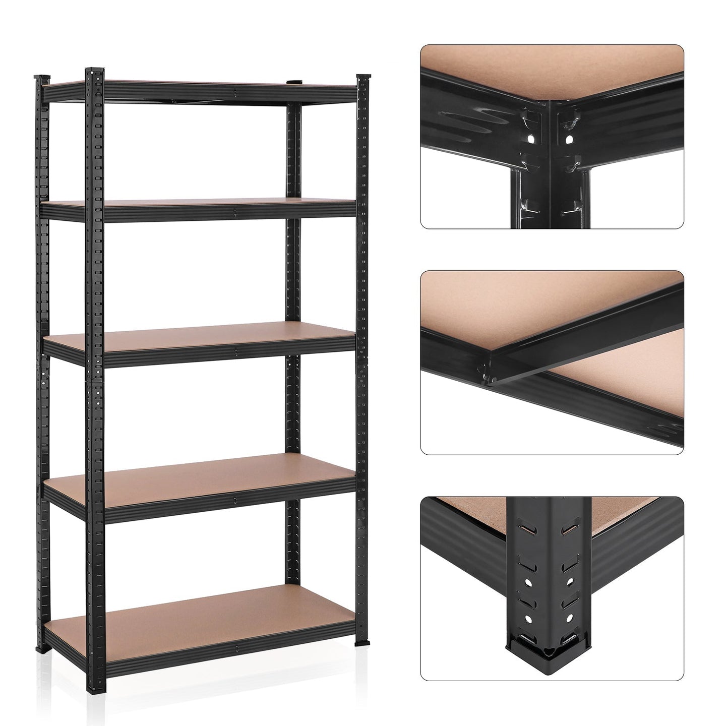 5-Tier Steel Shelving Unit - Steel - Silver - Adjustable Shelves