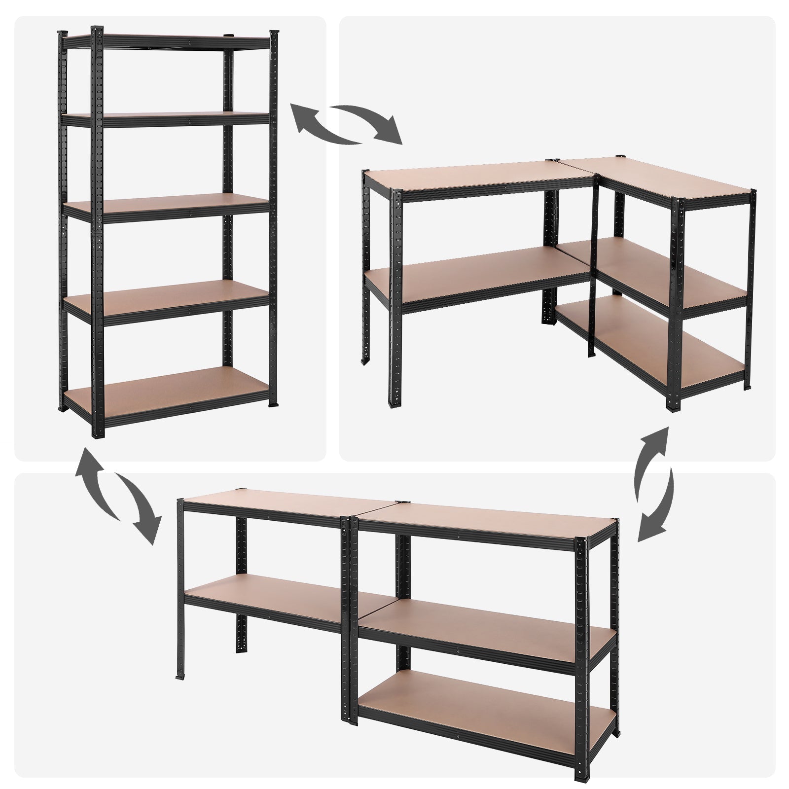 5-Tier Steel Shelving Unit - Steel - Silver - Adjustable Shelves