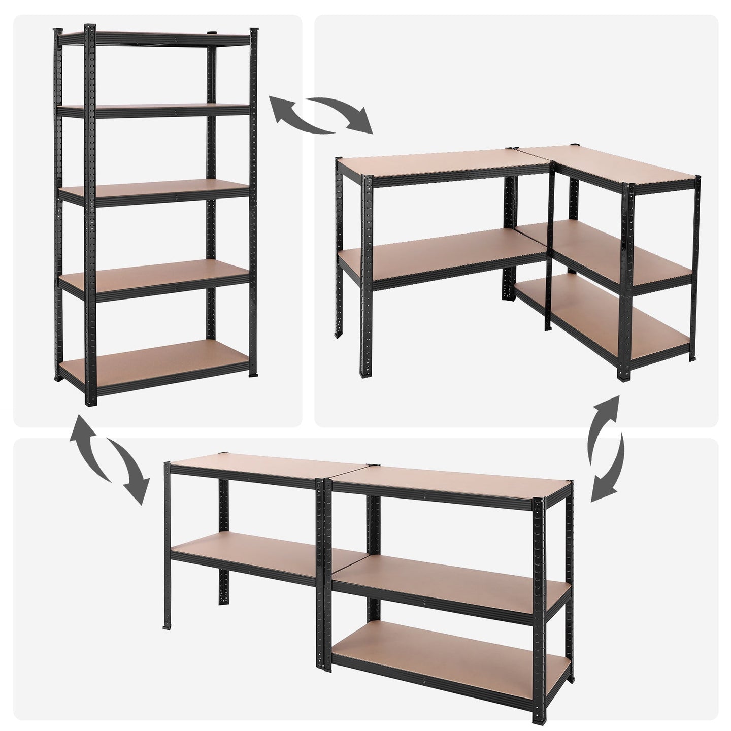 5-Tier Steel Shelving Unit - Steel - Silver - Adjustable Shelves