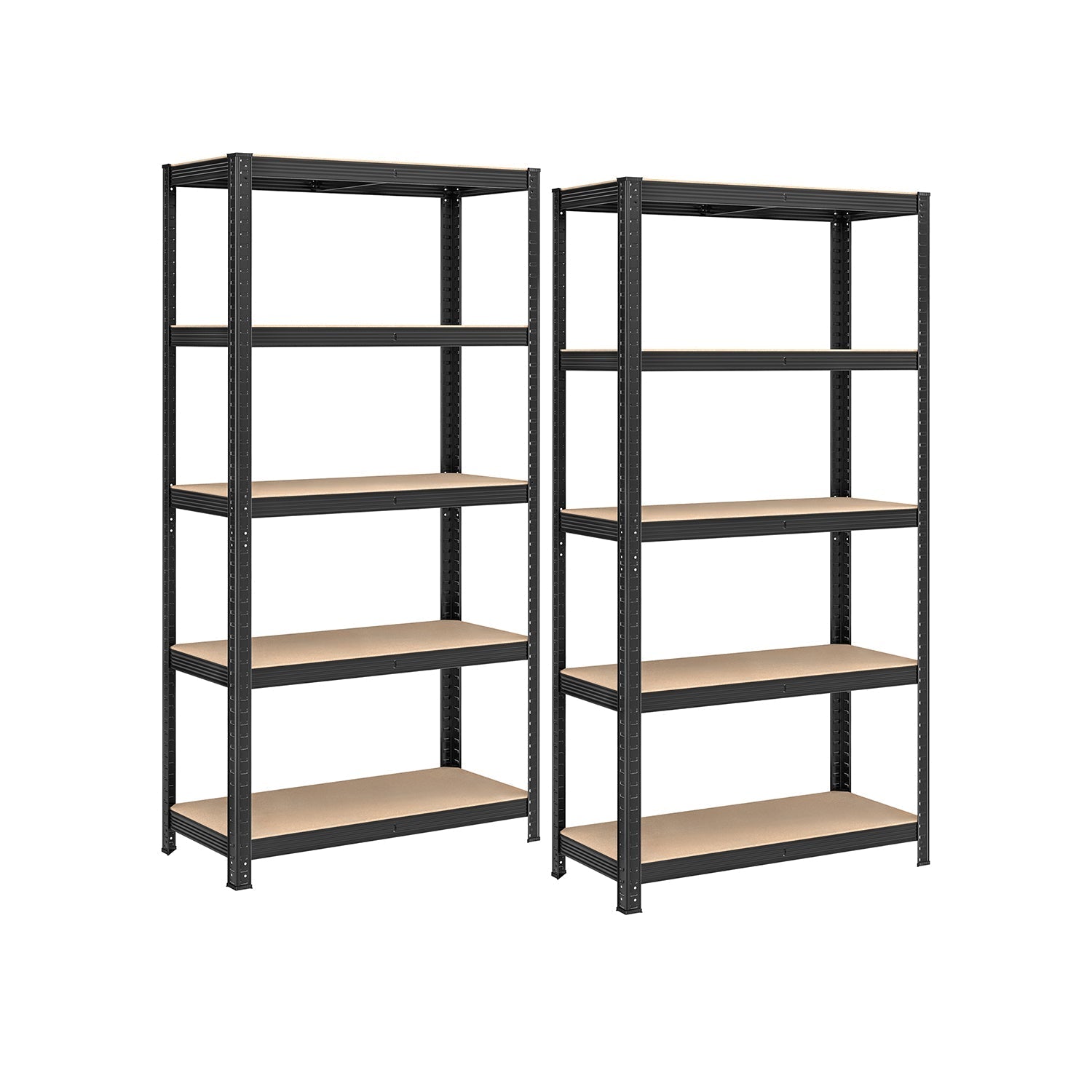 5-Tier Shelving Unit Set of 2 - Steel - Silver - Adjustable Shelves