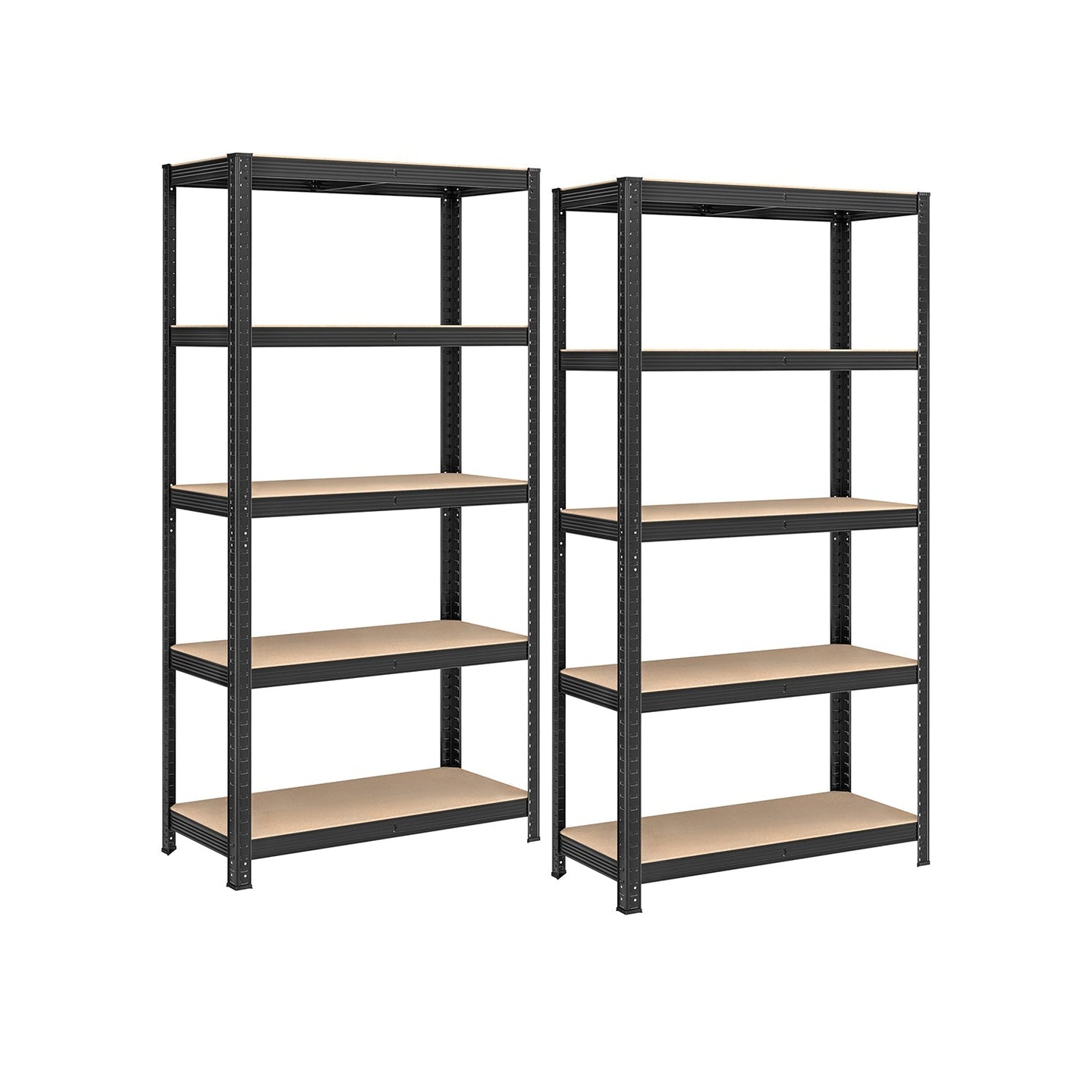 Heavy Duty Shelving Units - Reinforced Steel - Silver - Set of 2 with Adjustable Shelves and 875 kg Load Capacity