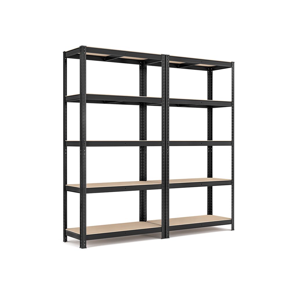 Set of 2 Shelving Units - 5-Tier Adjustable Shelves - Reinforced Steel - Silver
