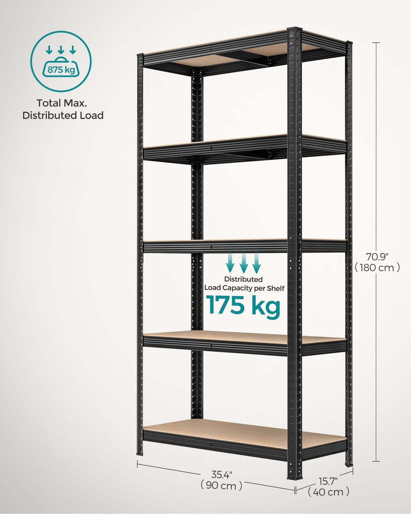 Heavy Duty Shelving Units - Reinforced Steel - Silver - Set of 2 with Adjustable Shelves and 875 kg Load Capacity
