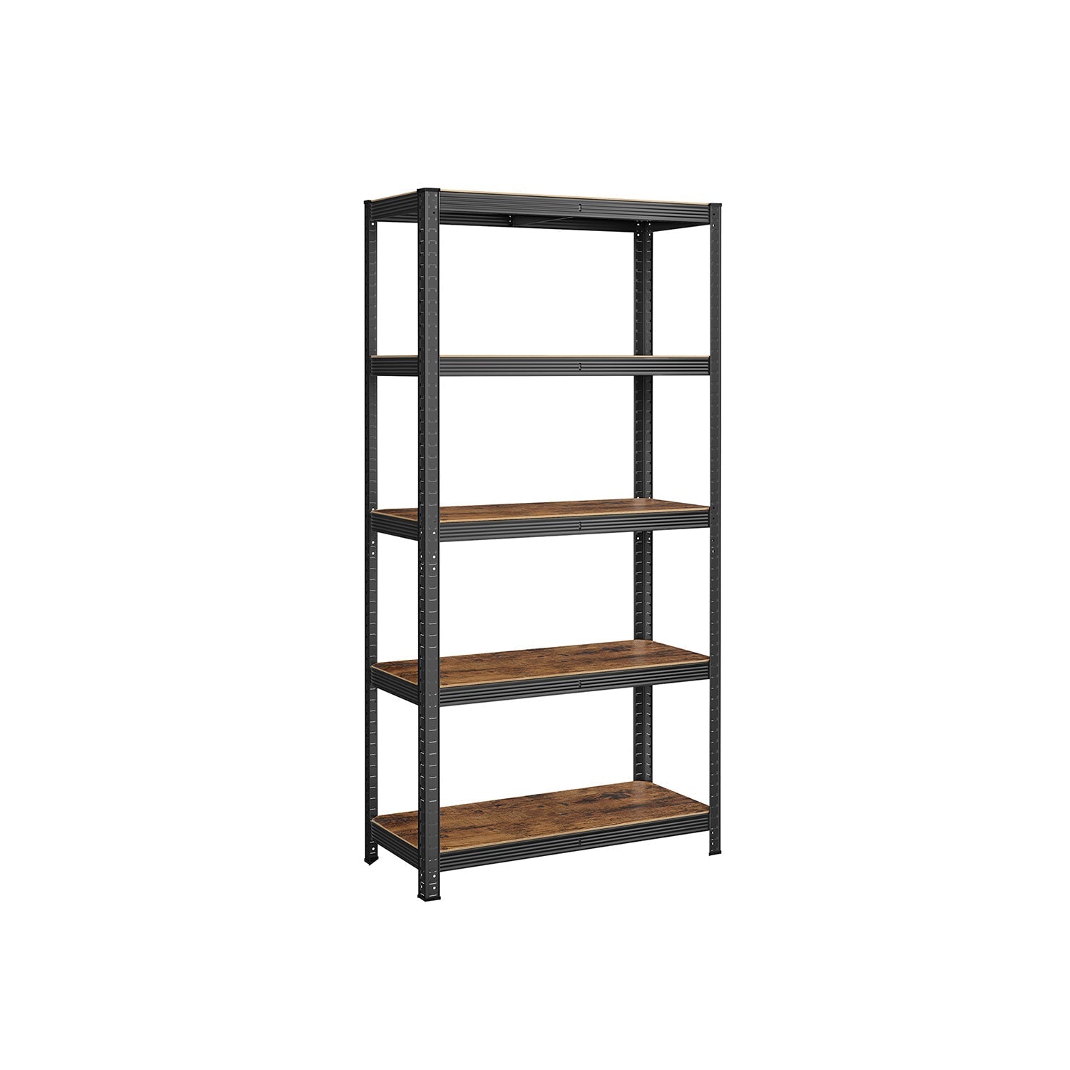 5-Tier Shelving Unit - Steel - Greige and Black - Adjustable Shelves