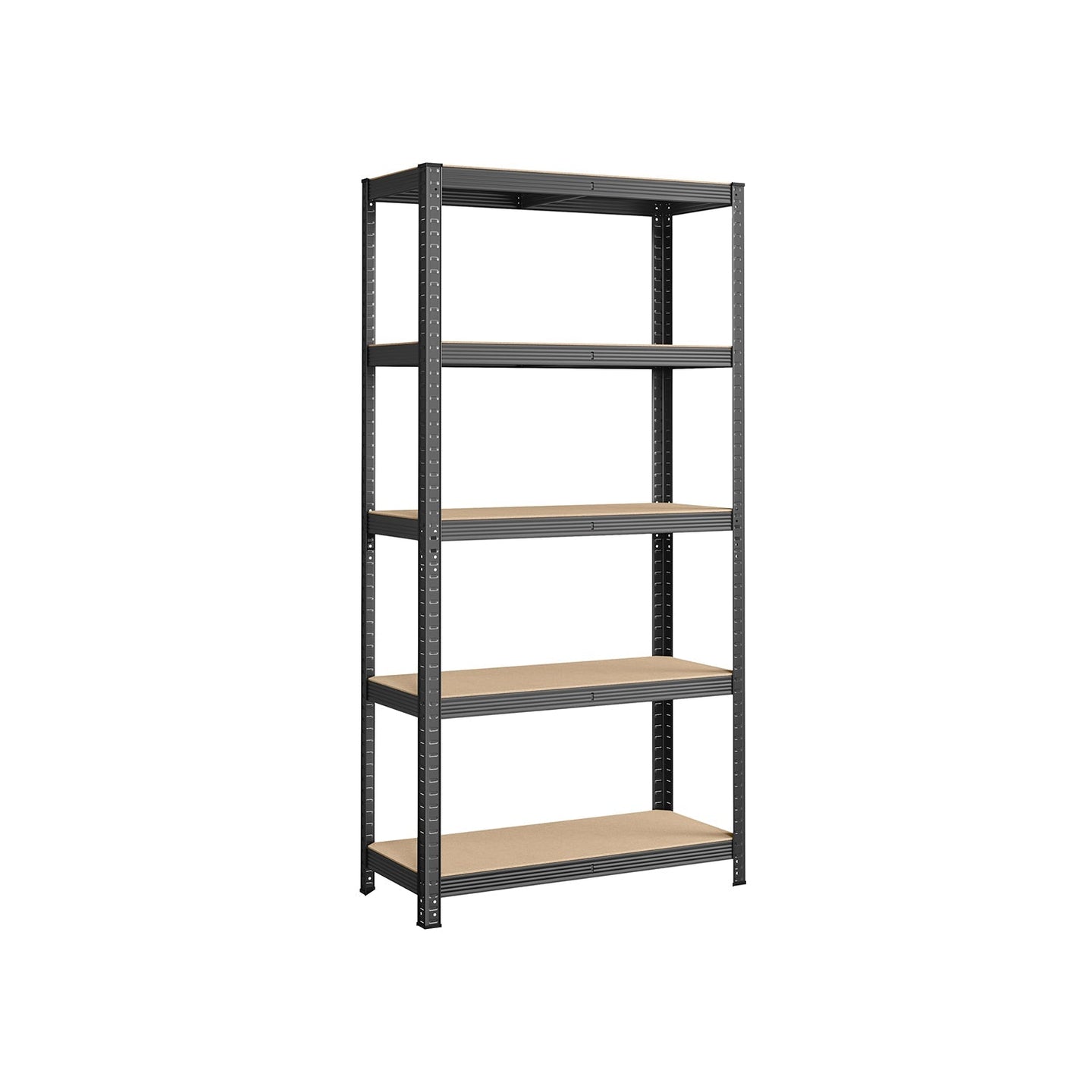 5-Tier Steel Shelving Unit - Steel - Grey - Adjustable Shelves