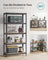 5-Tier Steel Shelving Unit - Steel - Grey - Adjustable Shelves