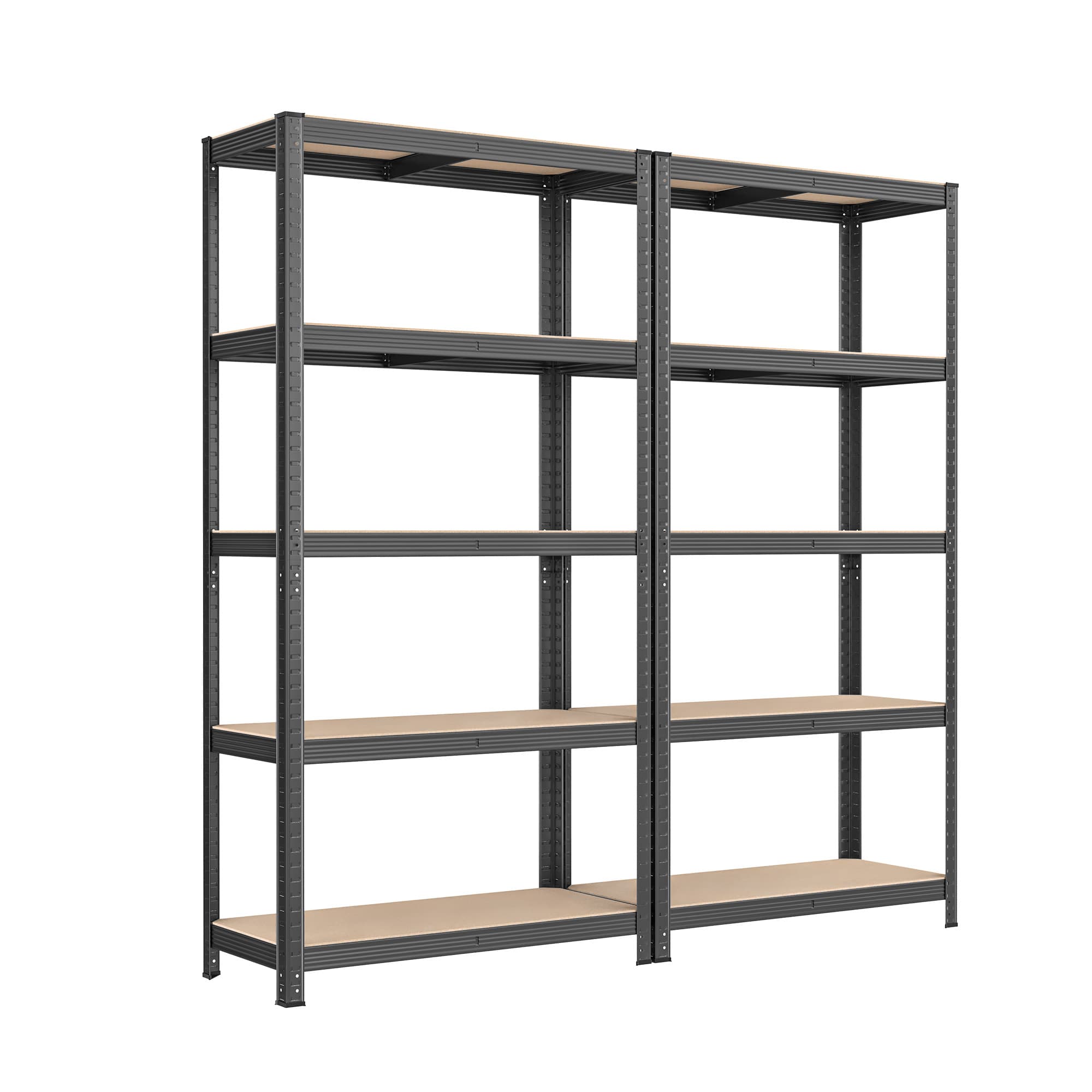 5-Tier Shelving Unit Set of 2 - Steel - Silver - Adjustable Shelves