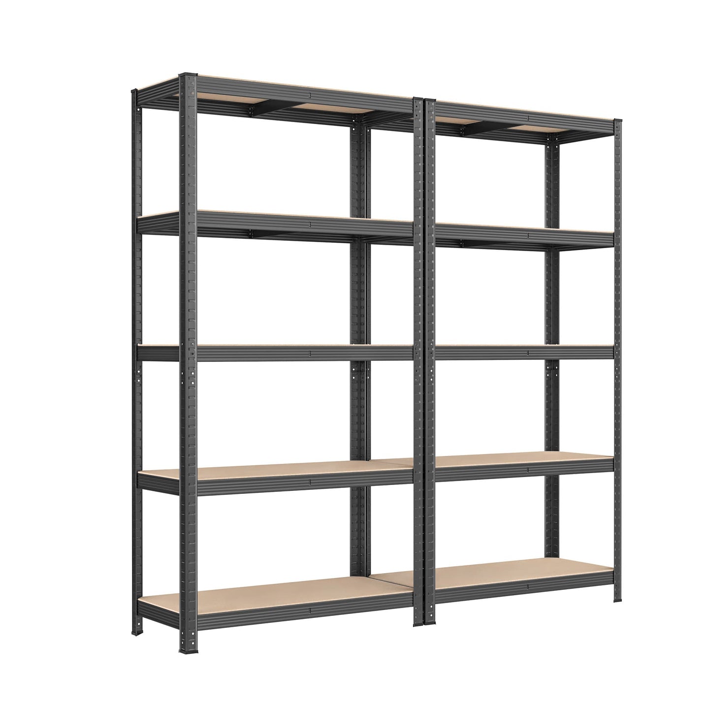 5-Tier Shelving Unit Set of 2 - Steel - Silver - Adjustable Shelves