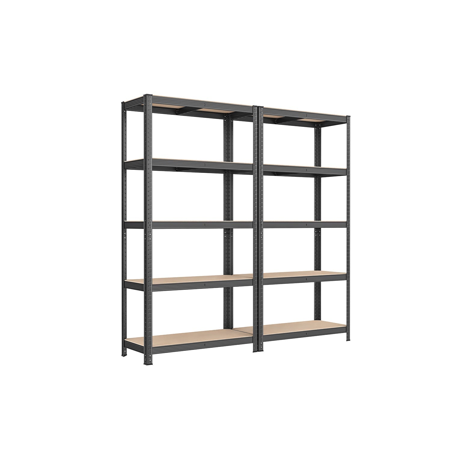 Set of 2 Shelving Units - Reinforced Steel - Dove Grey - 5-Tier Adjustable Storage Racks