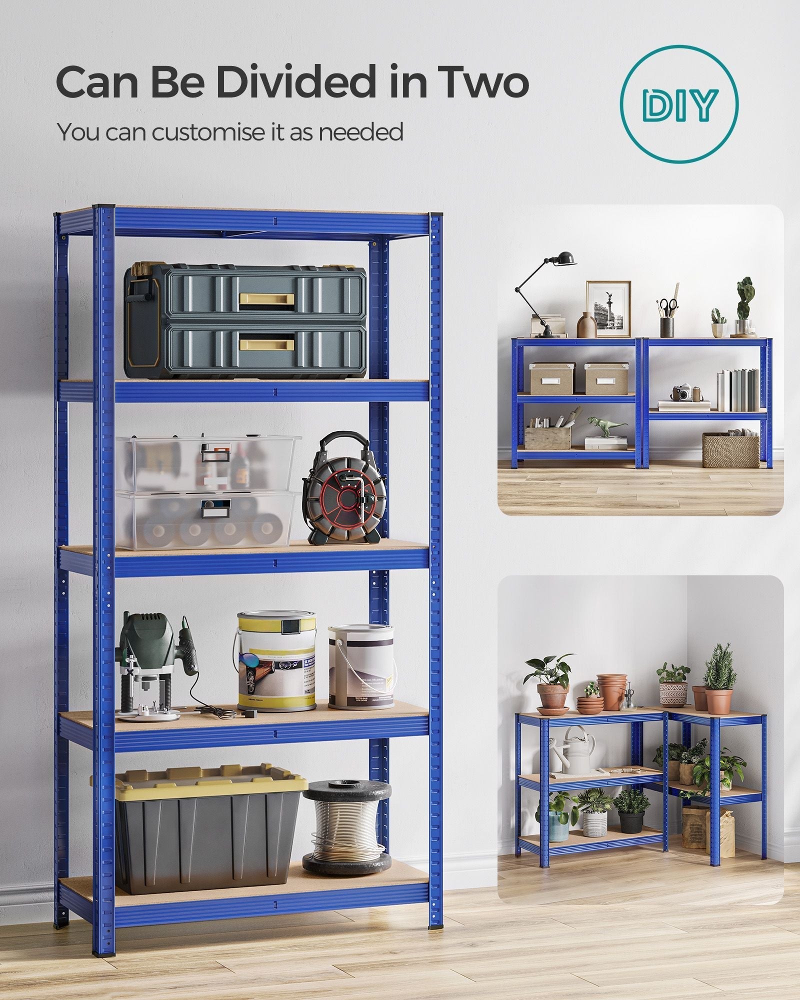 Set of 2 Heavy Duty Steel Shelving Units - 5-Tier Adjustable Design - Silver - Max Load 875 kg