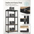 4-Tier Shelving Unit - Steel - Black - 520 kg Capacity