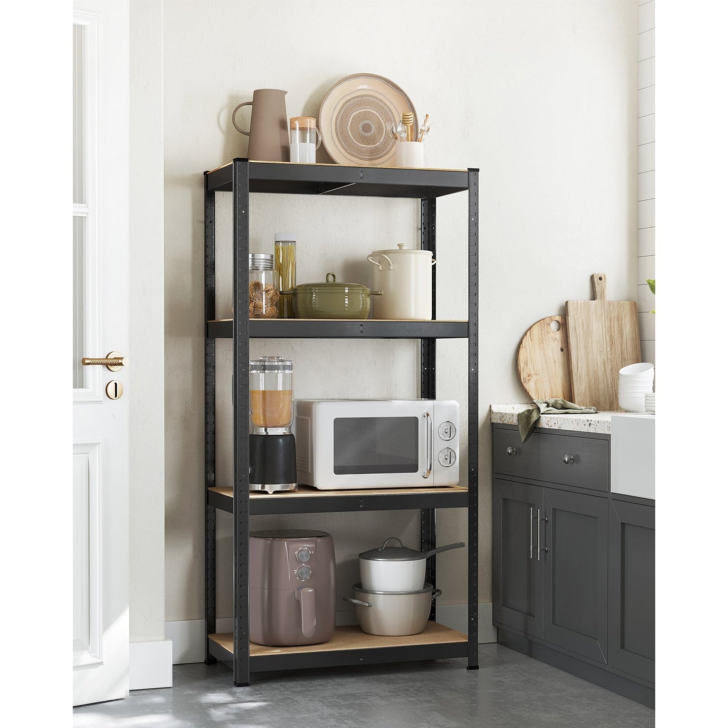 4-Tier Shelving Unit - Steel - Black - 520 kg Capacity