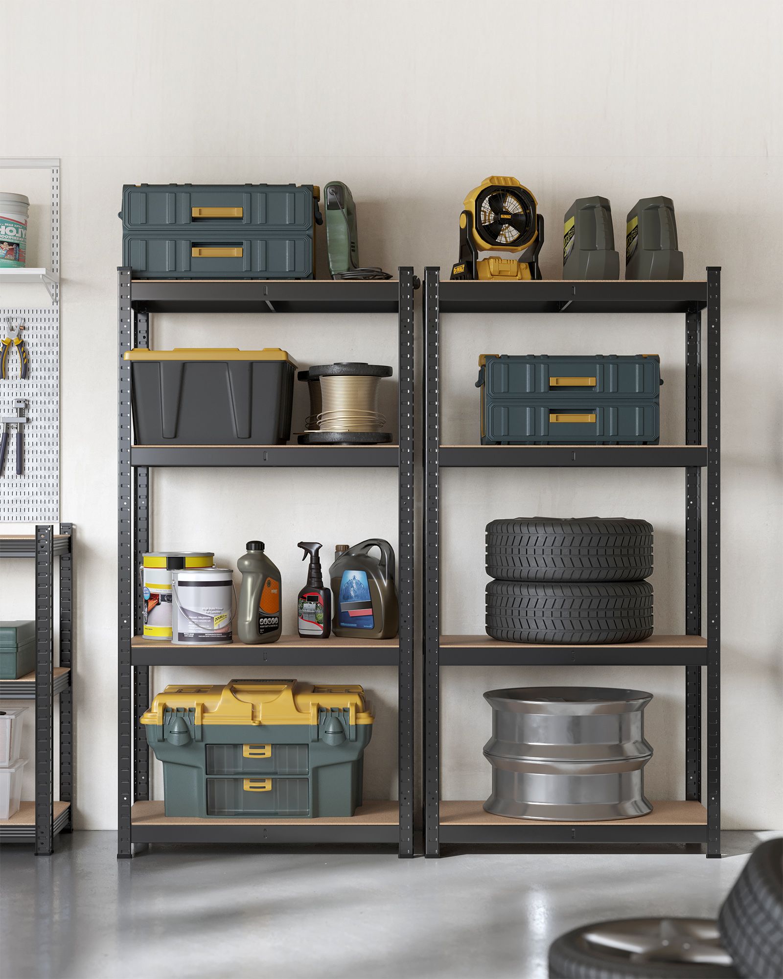 Set of 2 Steel Shelving Units - 4-Tier - Blue