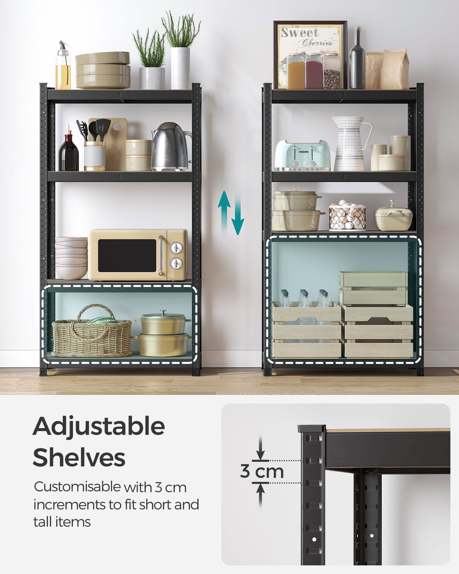Set of 2 Steel Shelving Units - 4-Tier - Blue