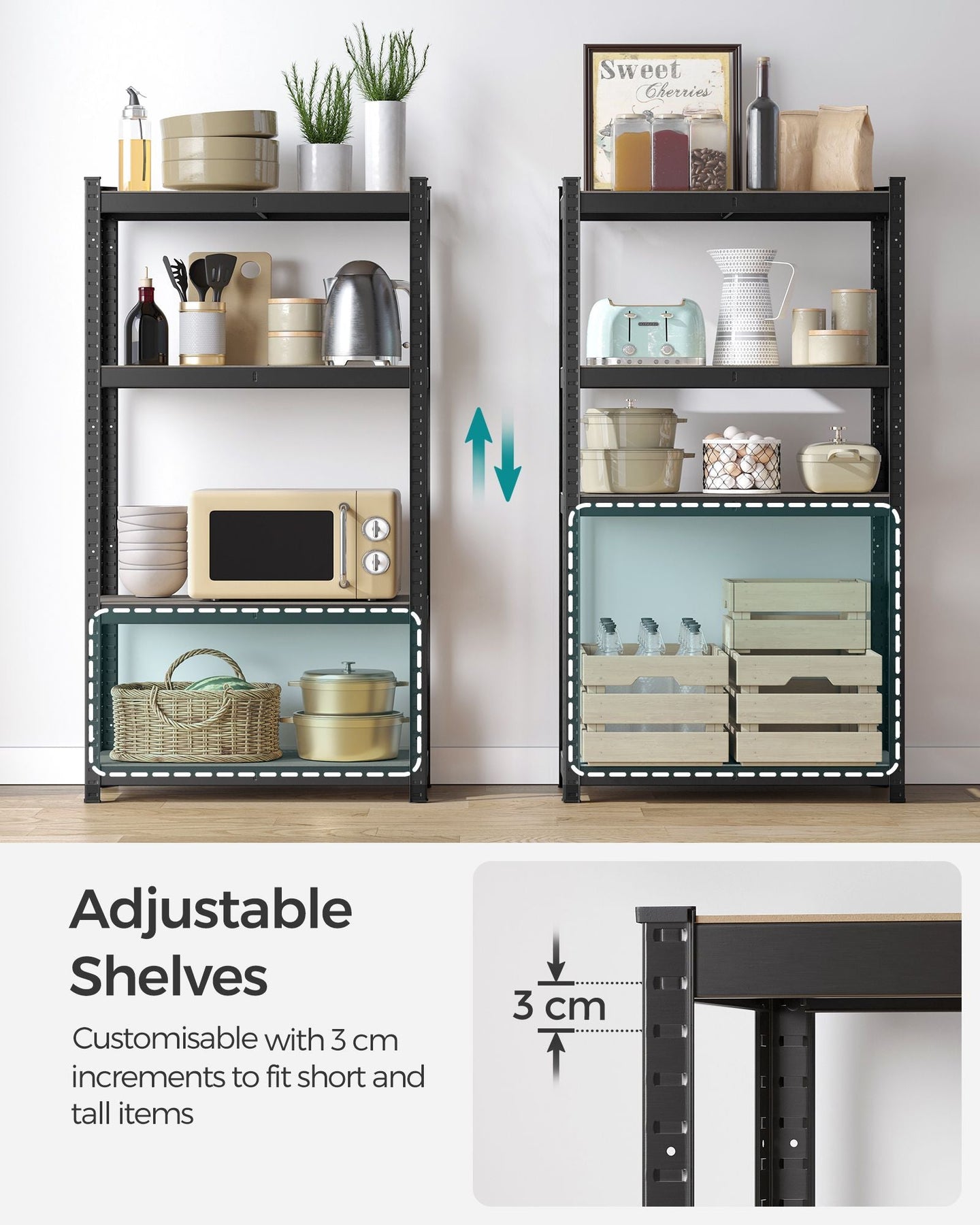 Set of 2 Steel Shelving Units - 4-Tier - Blue