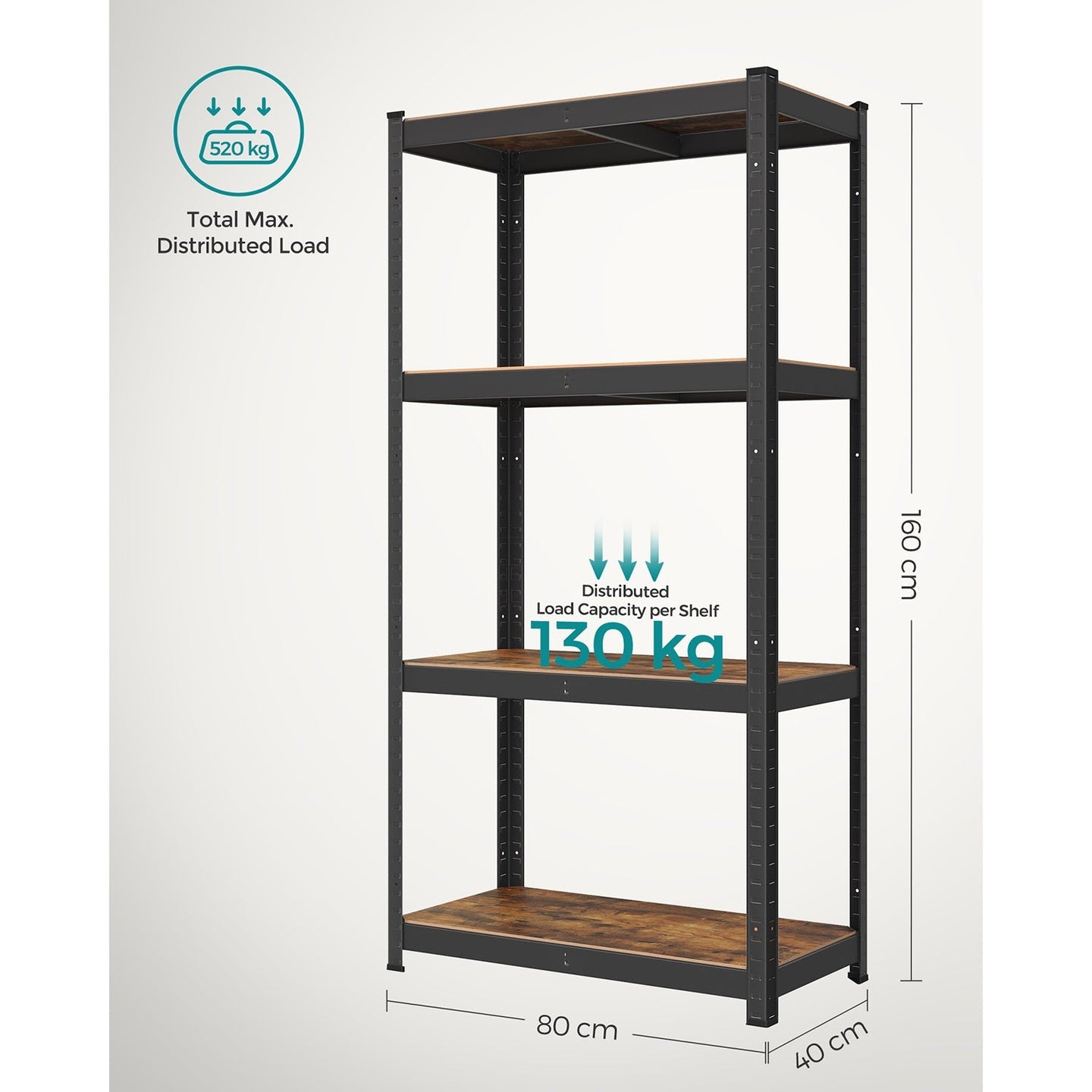 Heavy-Duty Shelving Unit - 520 kg Capacity - Steel - Blue