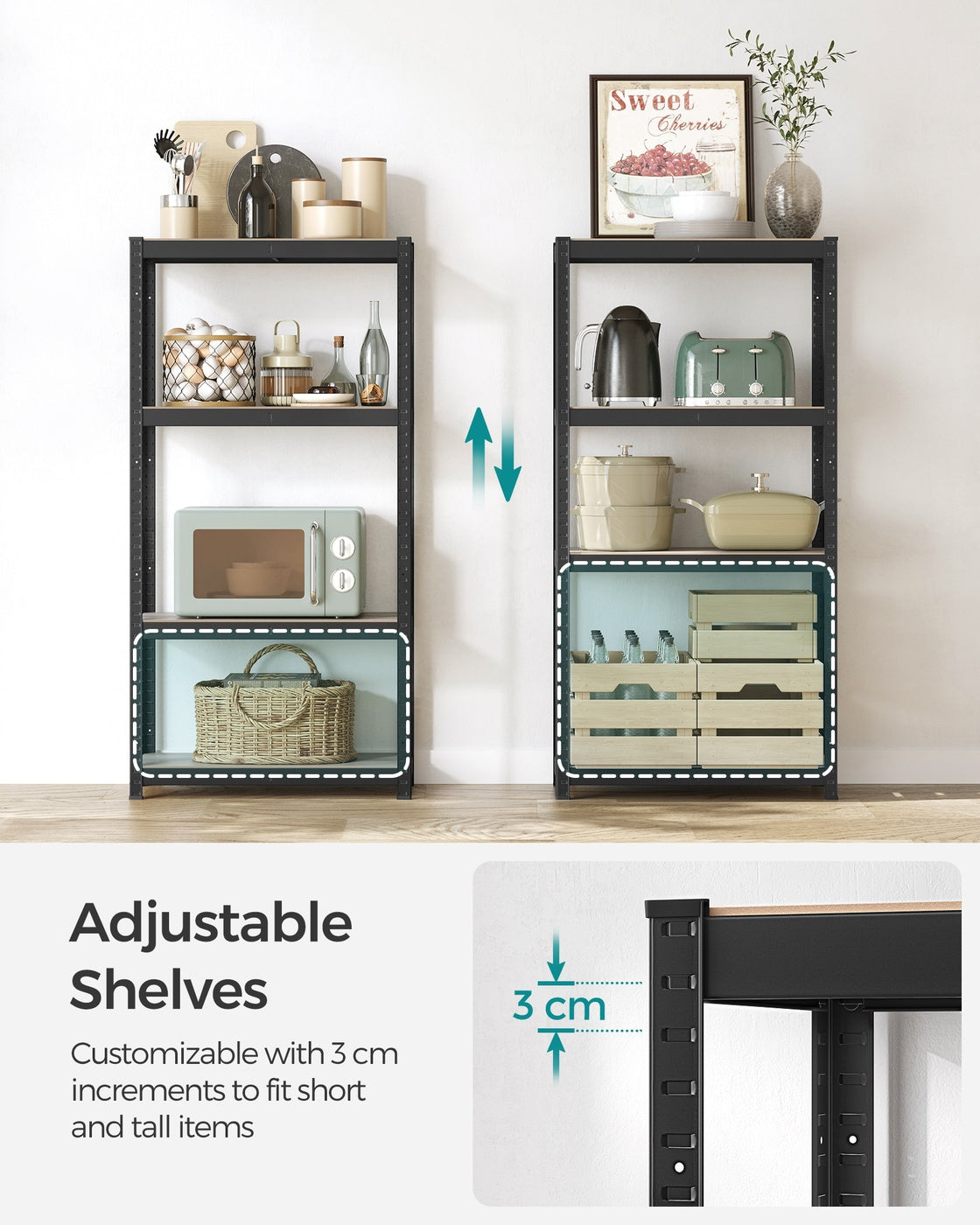 Shelving Unit - Steel Frame and Particleboard - Greige and Black