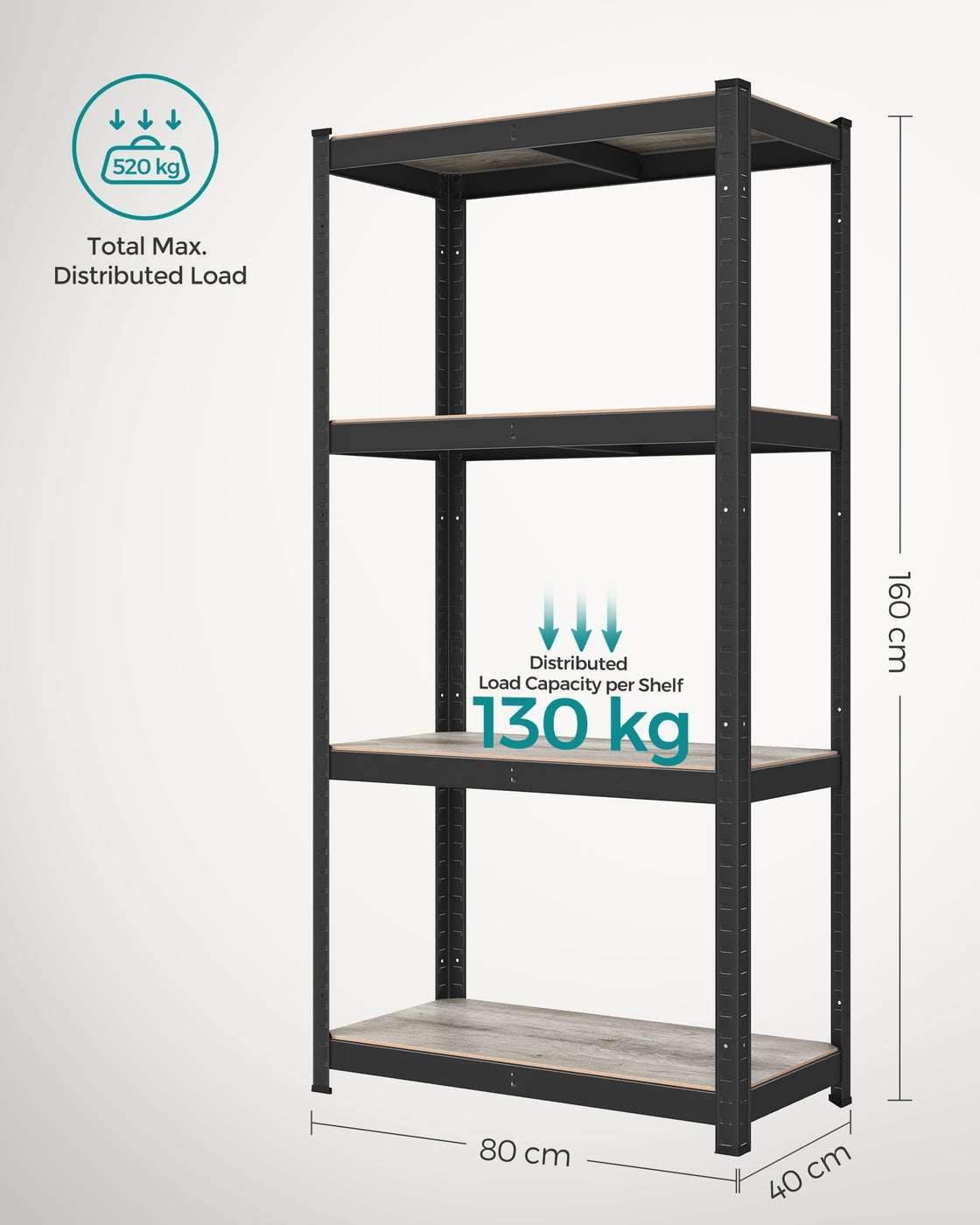Shelving Unit - Steel Frame and Particleboard - Greige and Black