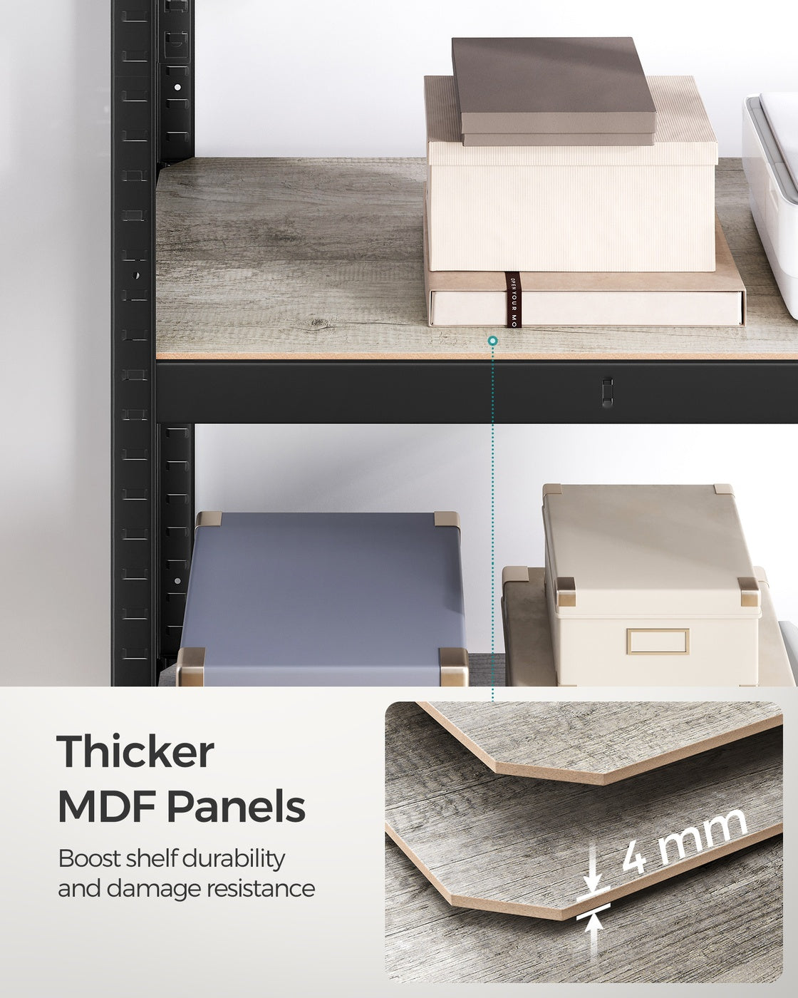 Shelving Unit - Steel Frame and Particleboard - Greige and Black