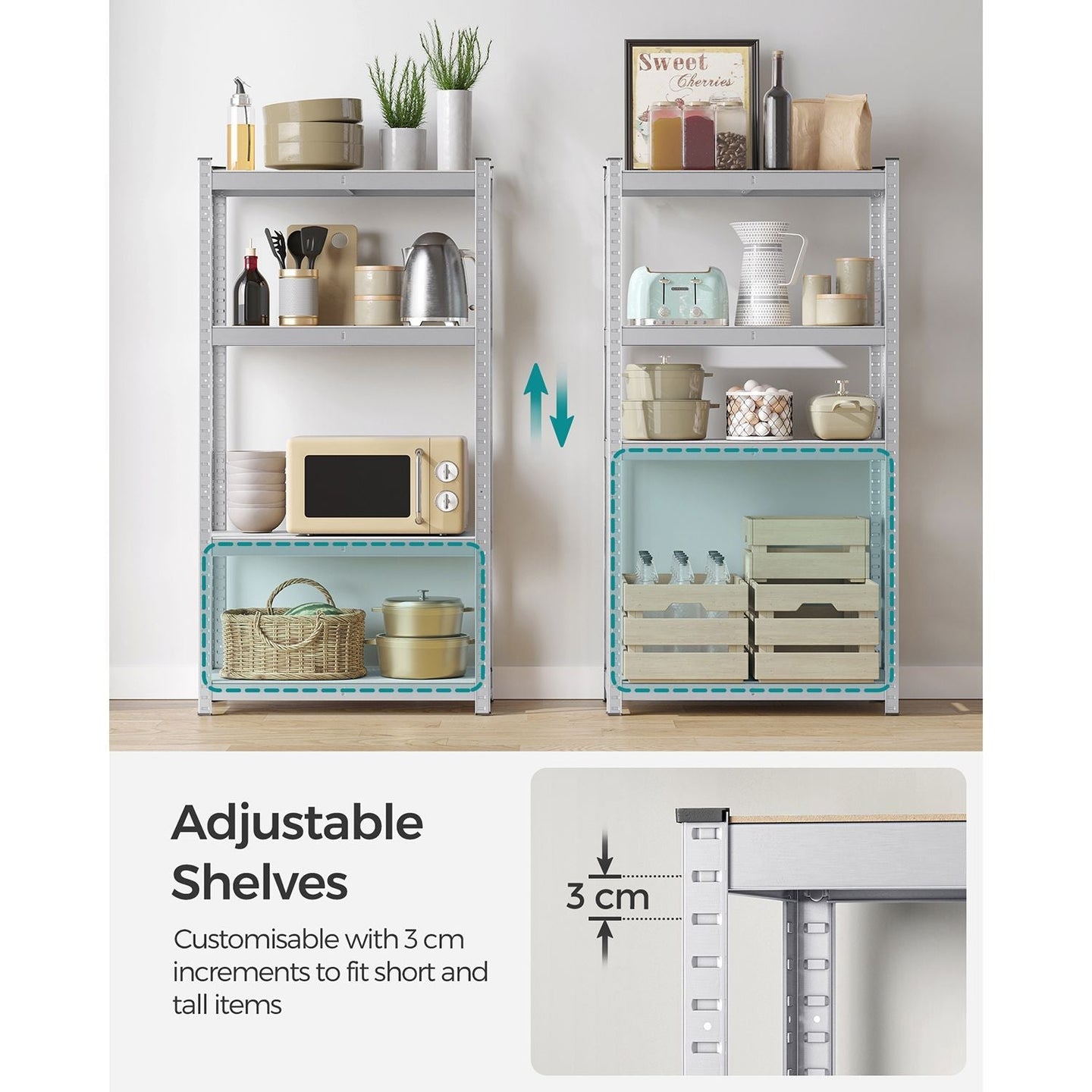 4-Tier Shelving Unit - 520 kg Capacity - Boltless Steel - Silver